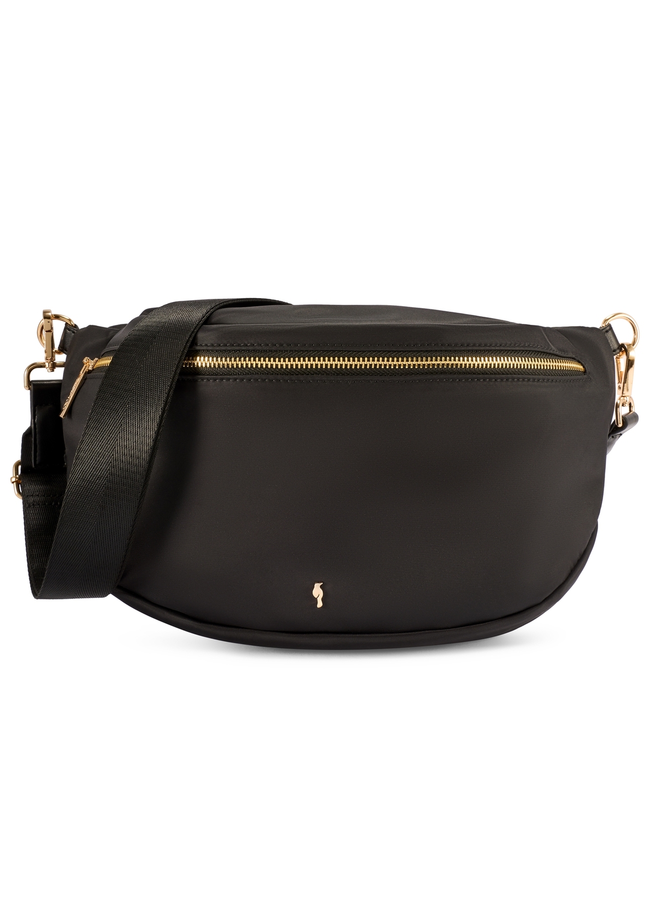 Czarna duża nerka damska TOREN-0345-99(W26) - widok produktu z przodu, na białym tle. 