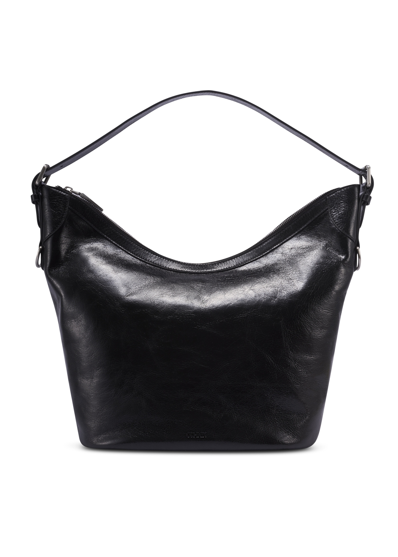 Czarna duża torebka shopper TORES-1367-9F(Z26), widok produktu z tyłu na jasnym tle.