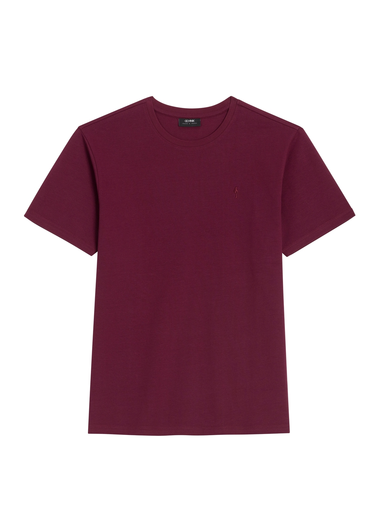 Bordowy T-shirt męski TSHMT-0120-4D(Z26), widok produktu z przodu na białym tle.