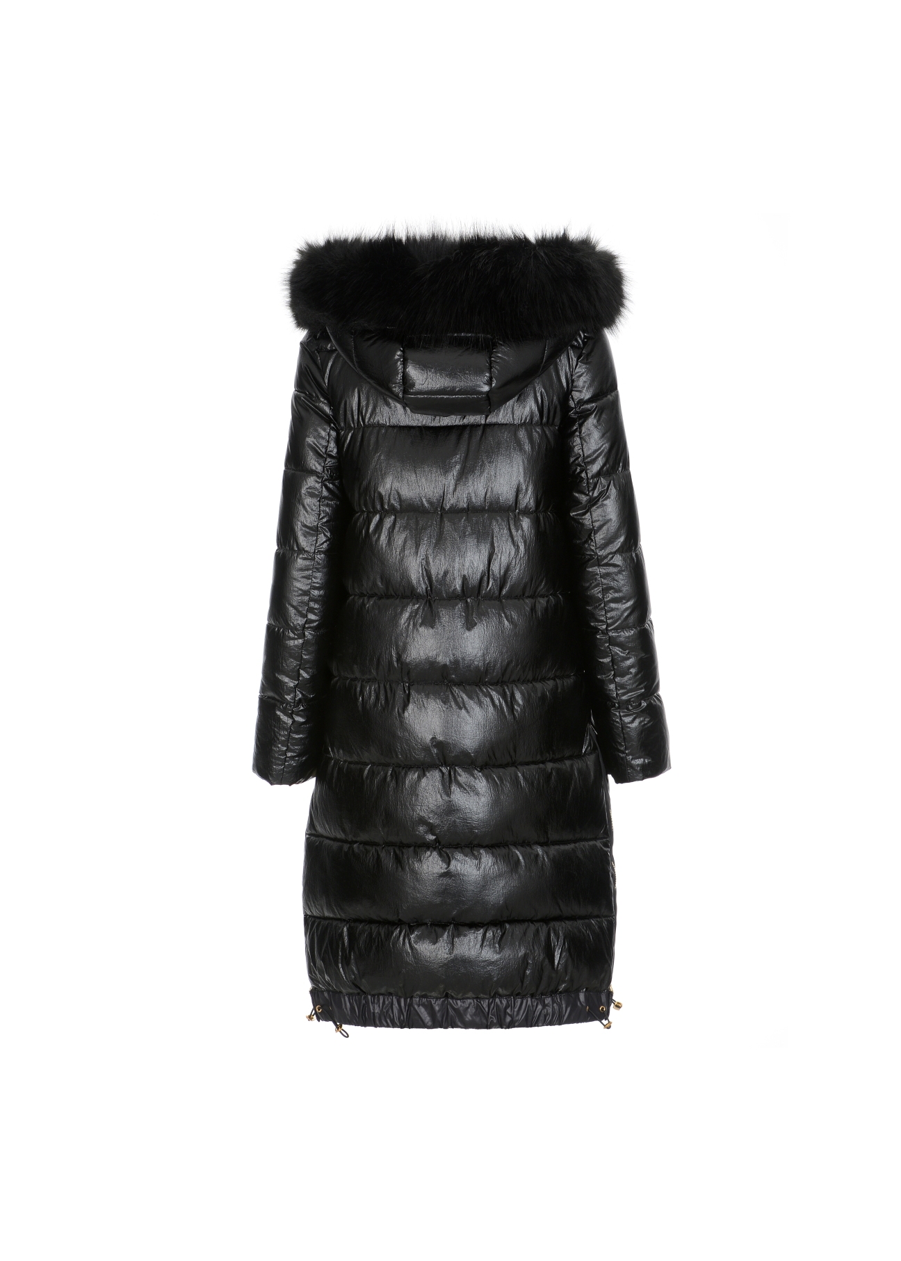 Czarna kurtka damska z połyskującego materiału KURDT-0334-99(Z21)-06