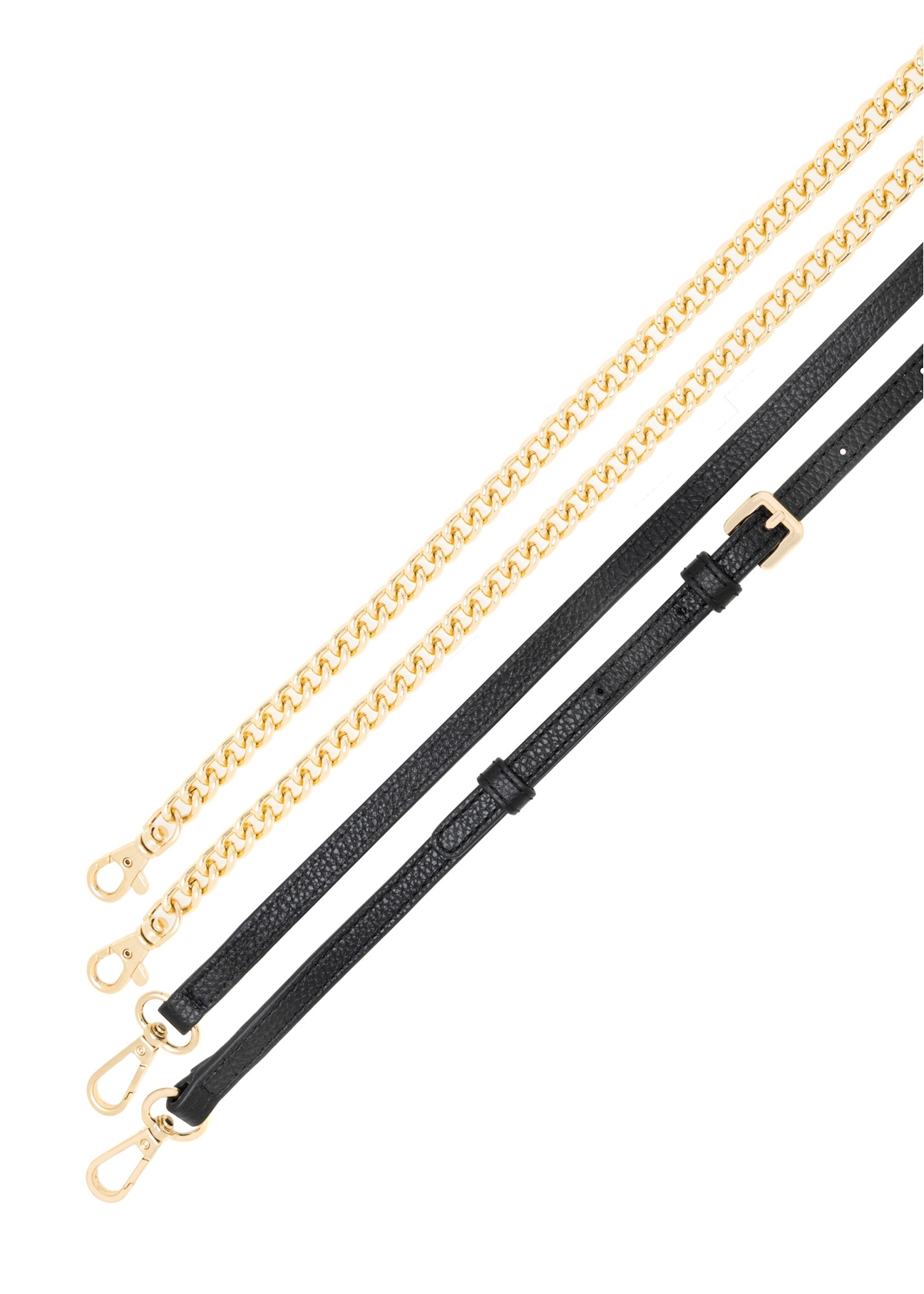 Mała skórzana torebka damska TORES-1278-9I(W26), widok pasków produktu na białym tle.