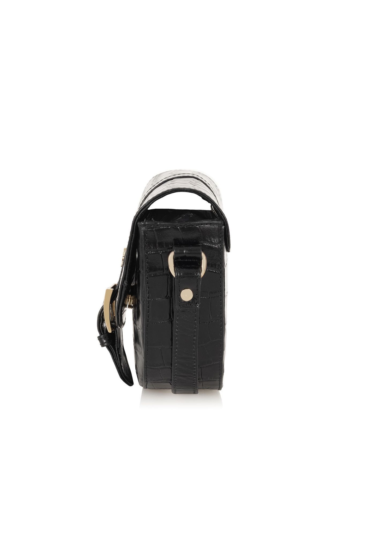 Torebka listonoszka skórzana damska TORES-0707F-9G(W26), widok boku na białym tle.