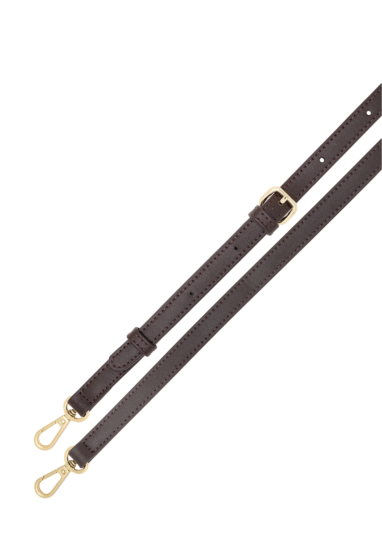 Brązowa torebka-nerka z monogramem TOREC-1077-89(Z25), widok pasków produktu na białym tle.