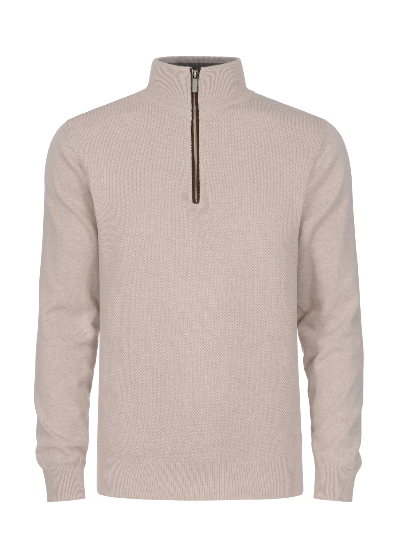 Bawełniany beżowy sweter męski SWEMT-0132-81(Z23)-03