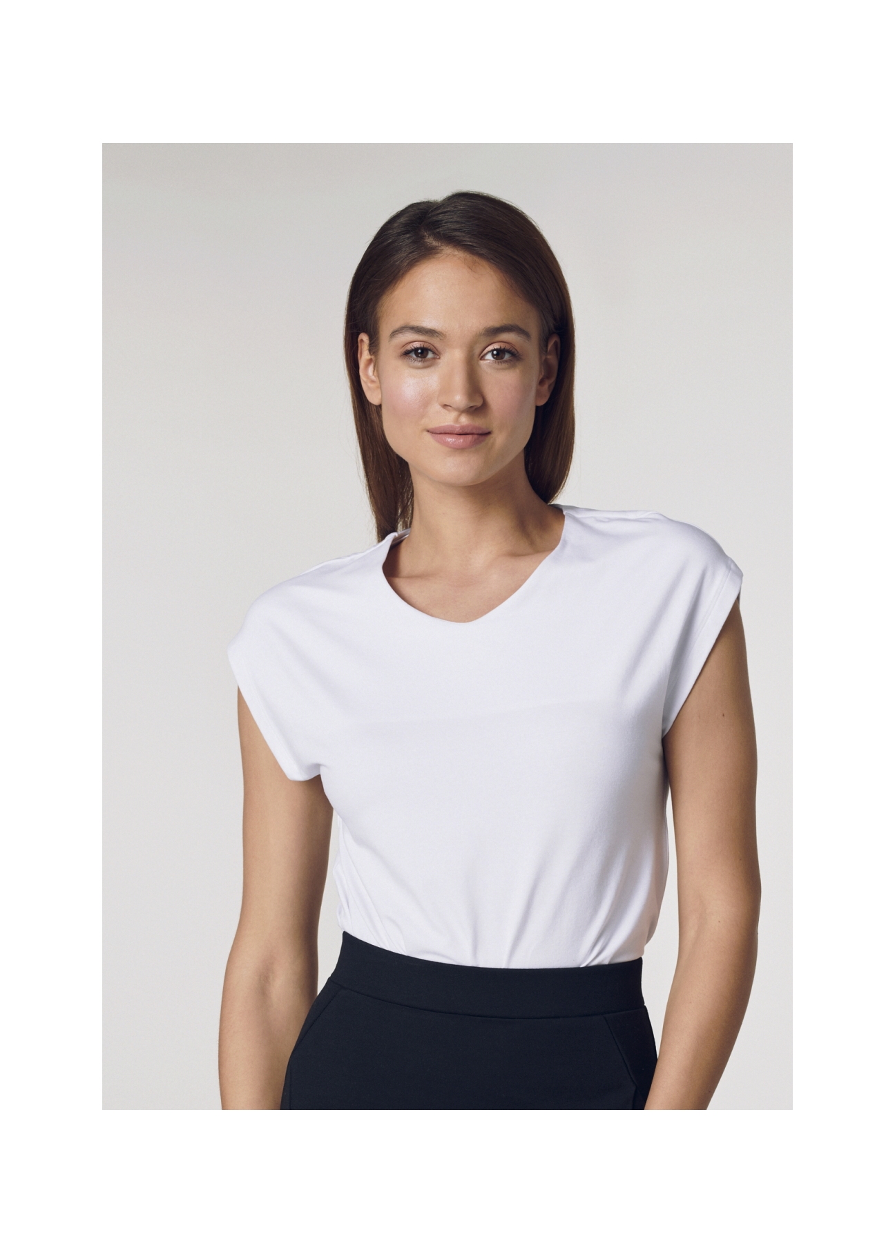 Biały T-shirt basic damski TSHDT-0068-11(W21)-01