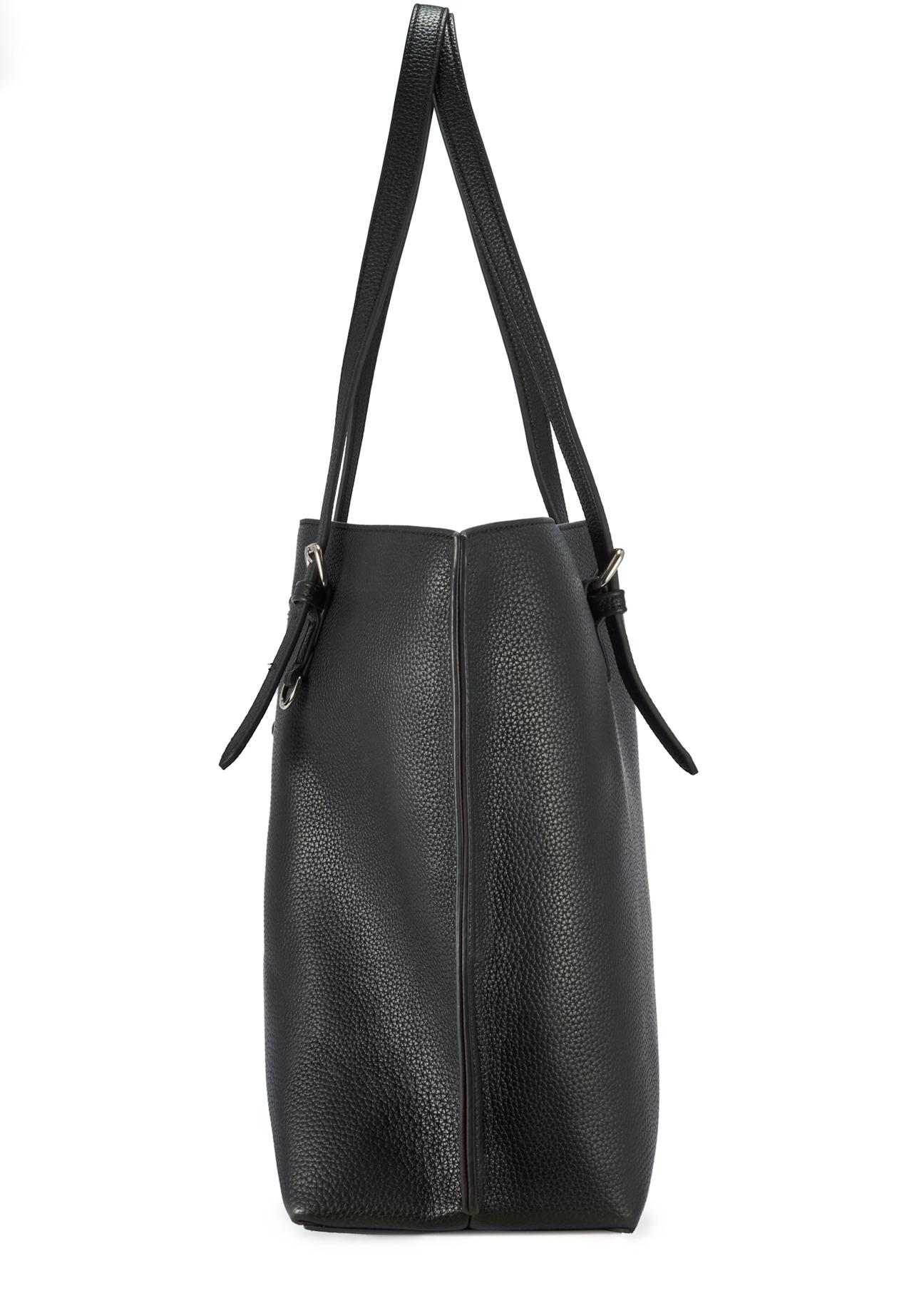 Czarna duża torba shopper TOREC-1088-99(Z25), widok produktu bokiem na białym tle.