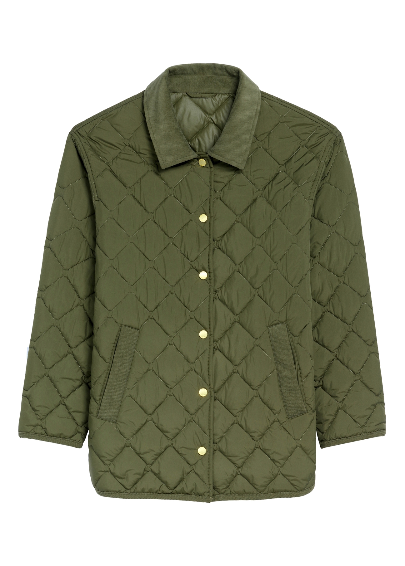 Kurtka damska z kołnierzem w kolorze khaki KURDT-0596-55(Z25)