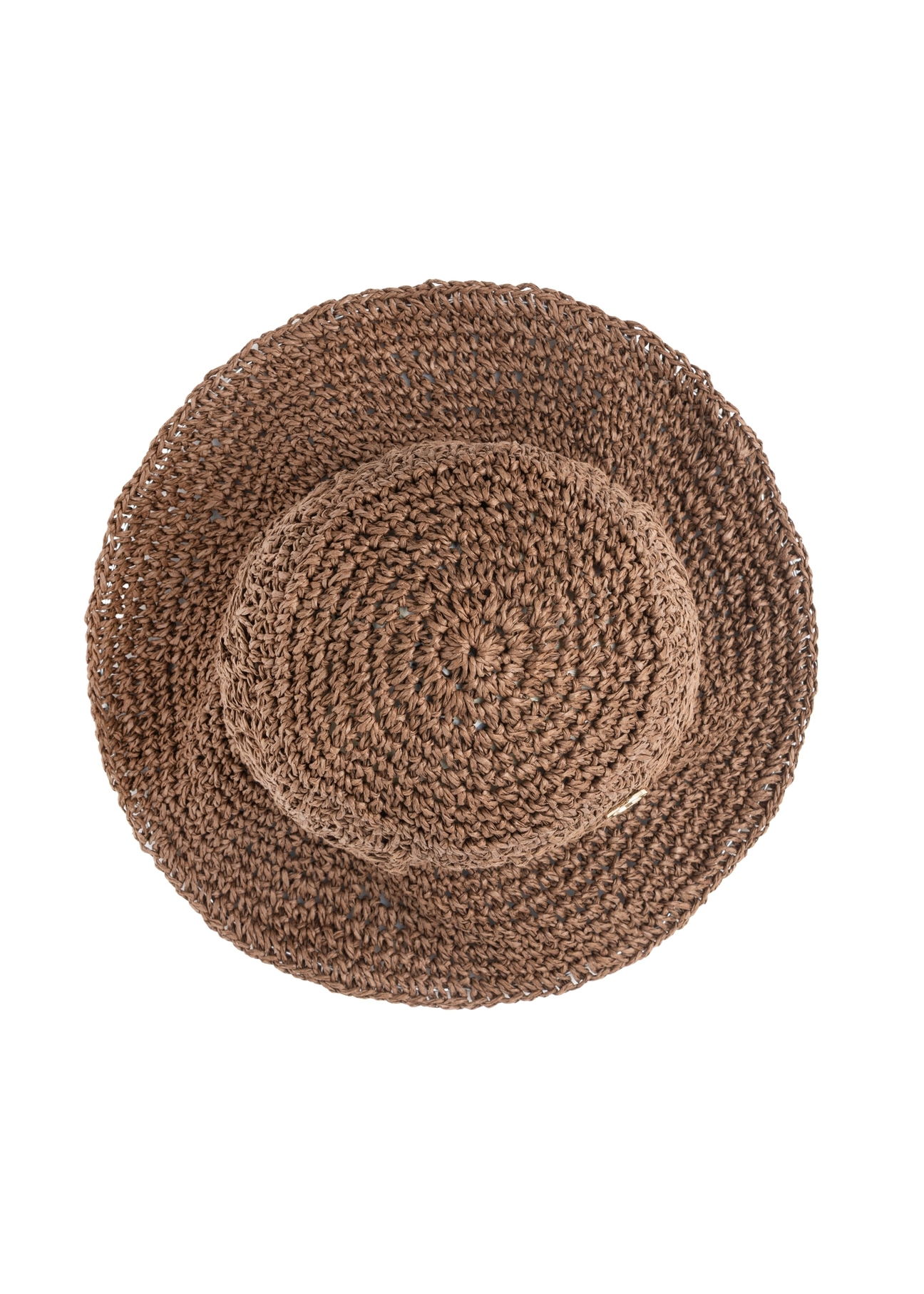 Słomkowy kapelusz damski KAPDT-0047-1E(W26), widok produktu z góry na białym tle.