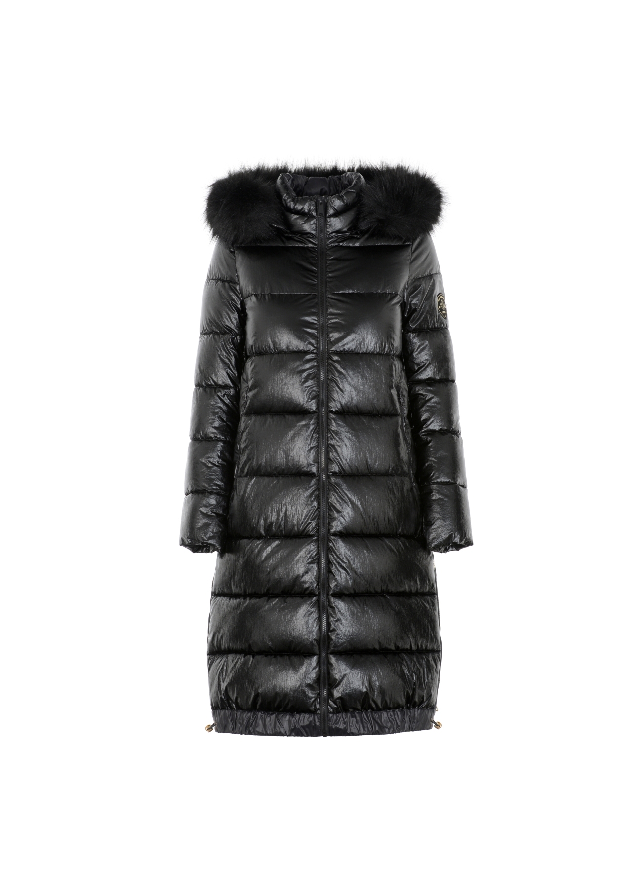 Czarna kurtka damska z połyskującego materiału KURDT-0334-99(Z21)-05