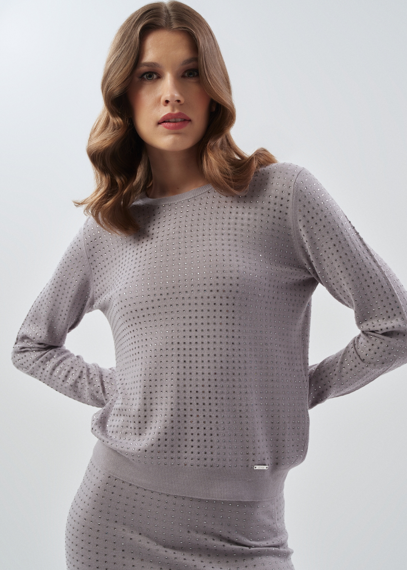 Sweter damski szary SWEDT-0193-91(Z23)-01