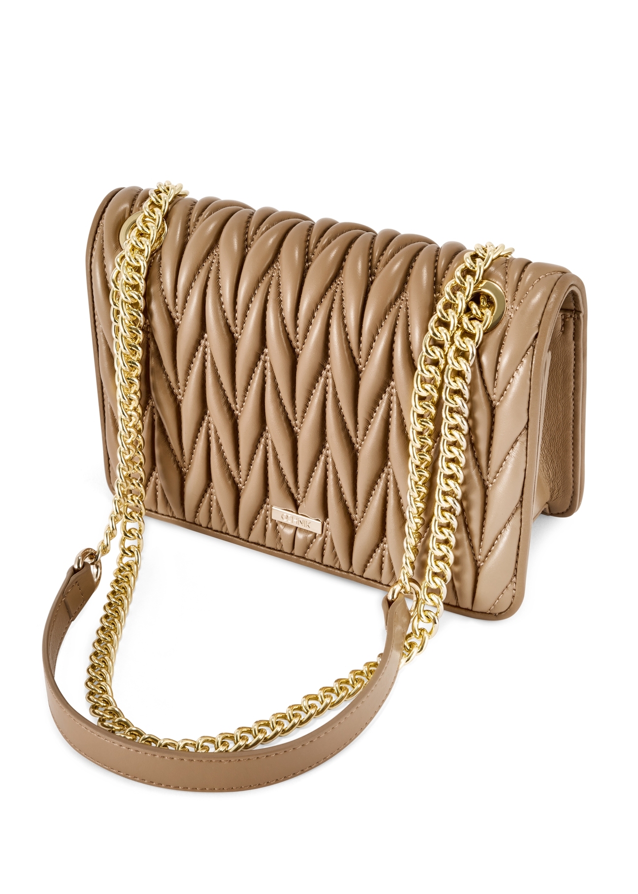 Beżowa torebka damska z łańcuszkiem TOREC-1102-24(Z25)