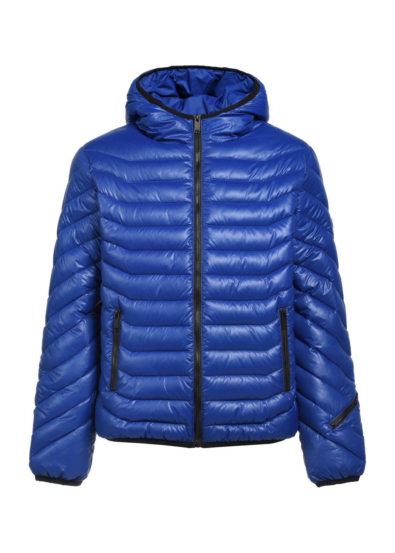 Kurtka męska w kolorze niebieskim KURMT-0380-61(Z25), widok produktu z przodu na białym tle.