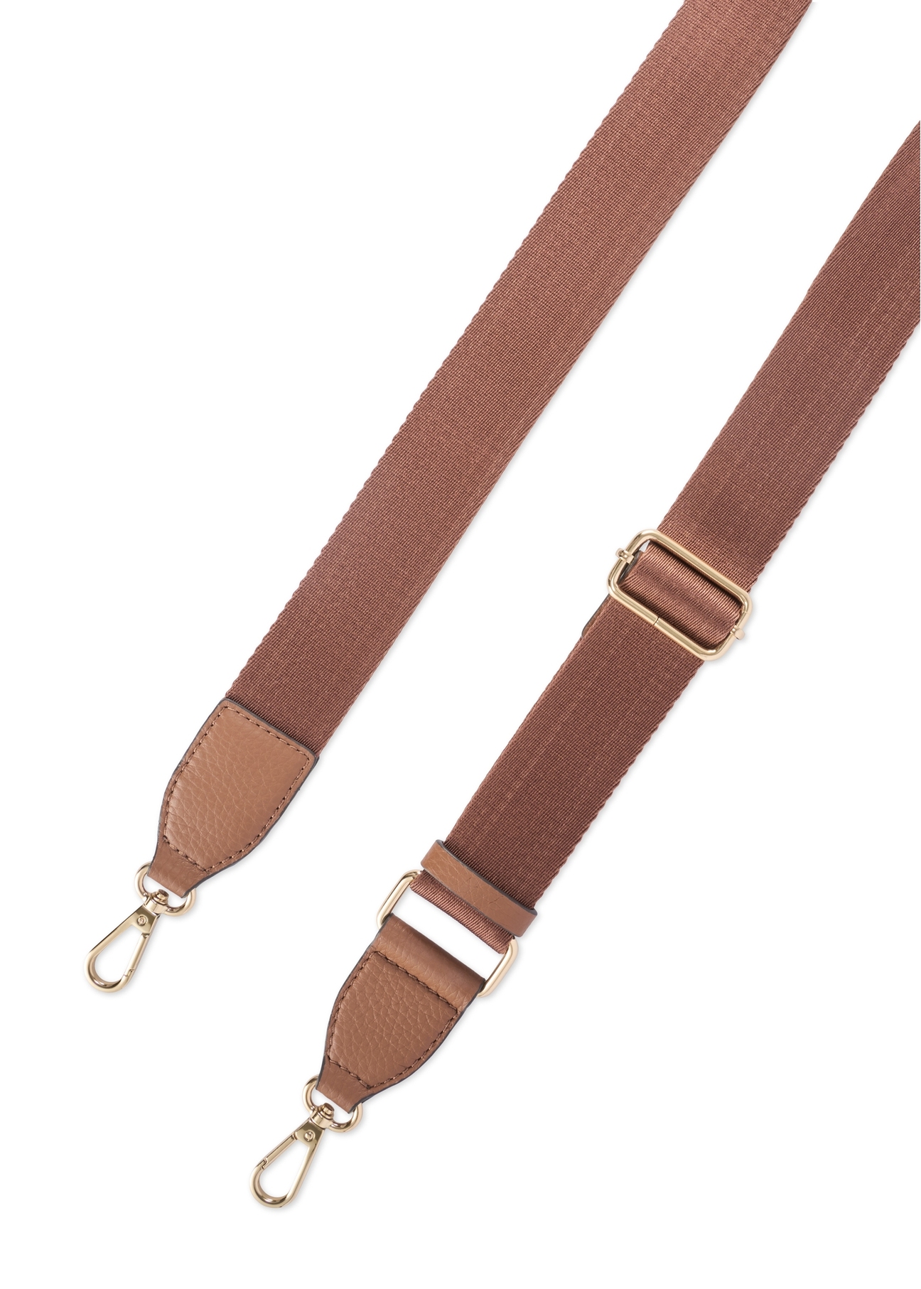 Skórzana torebka damska w kolorze camelu TORES-1206-1D(W26), widok paska produktu na białym tle.