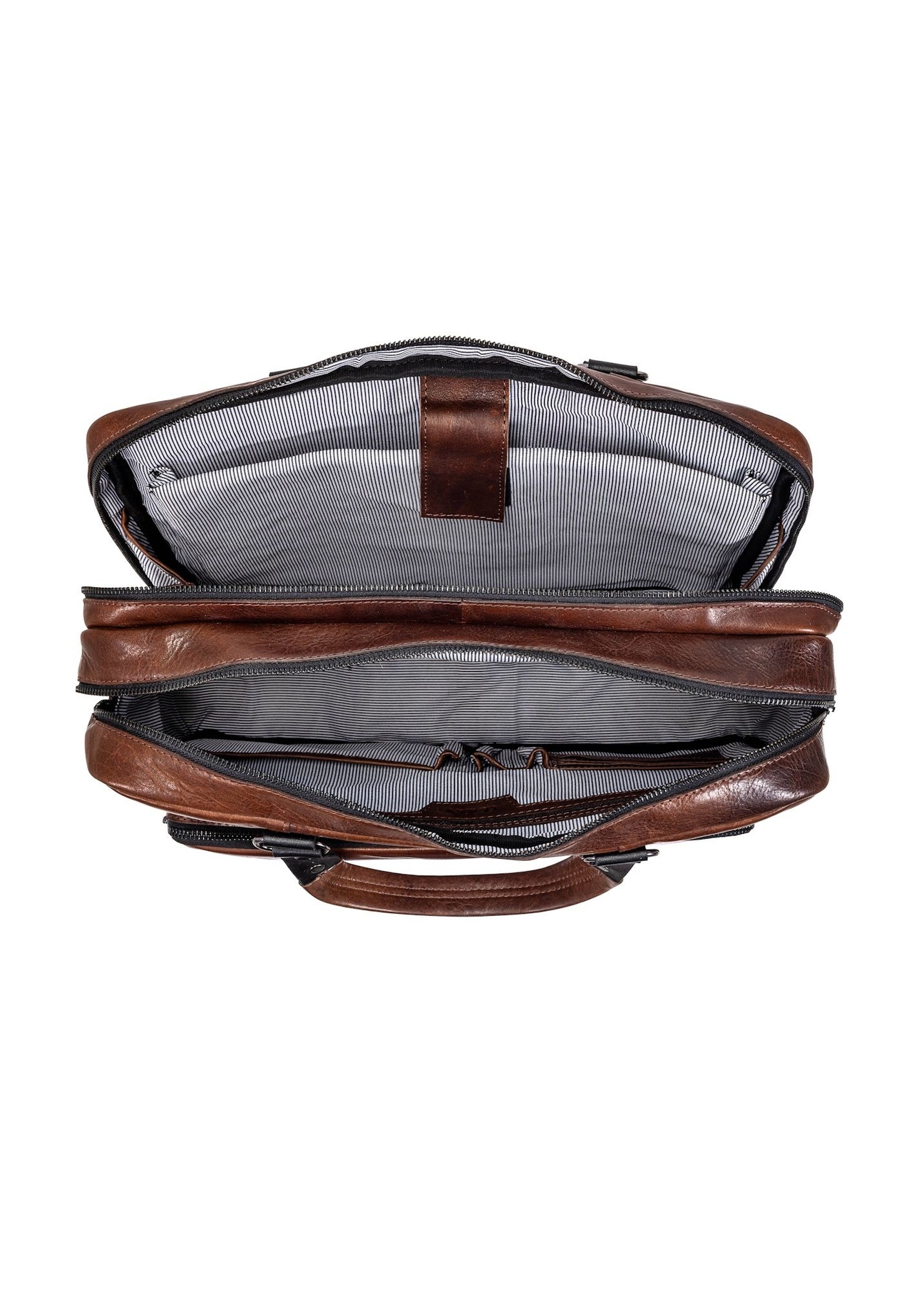 Brązowa skórzana torba męska TORMS-0100-1H(W26), widok produktu w środku na białym tle.