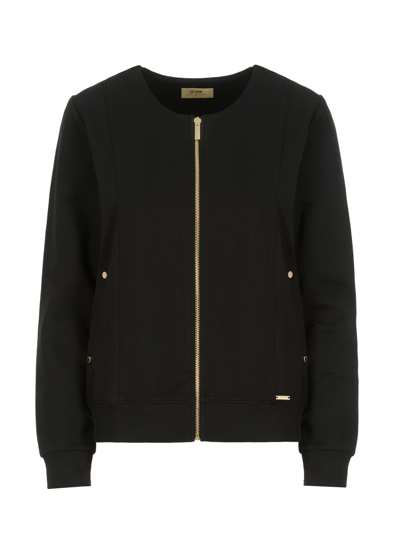 Czarna bluza damska z suwakiem BLZDT-0086-99(W23)-04