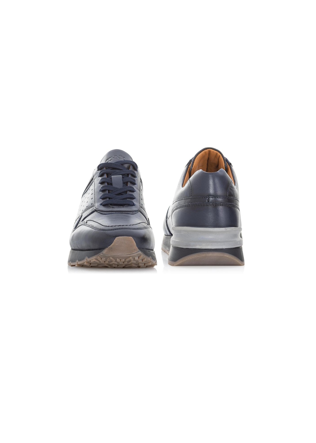 Granatowe skórzane sneakersy męskie BUTYM-0434-68(W23)-03