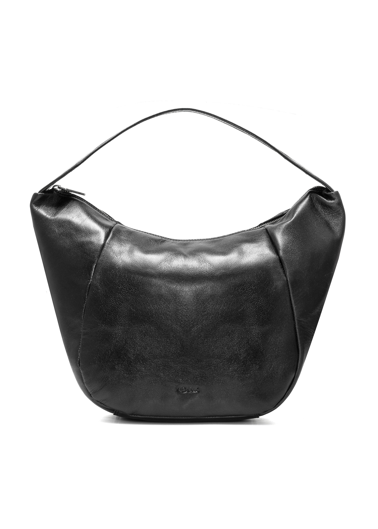 Czarna skórzana torebka hobo TORES-1135A-99(Z25), widok produktu od przodu na białym tle.