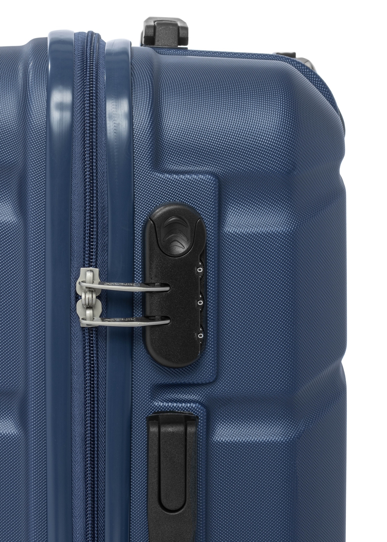 Komplet walizek na kółkach 19'/24'/28' WALAB-0077-7D(W26), widok zamka szyfrowego na białym tle.