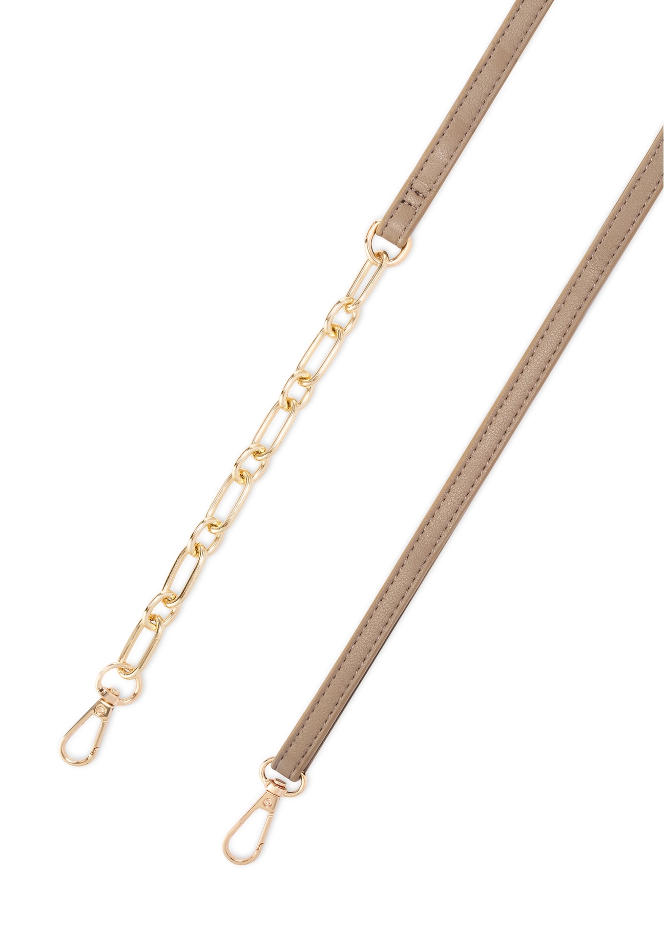 Mała torebka damska w kolorze beżu TOREC-1178-1P(W26), widok paska produktu na białym tle.