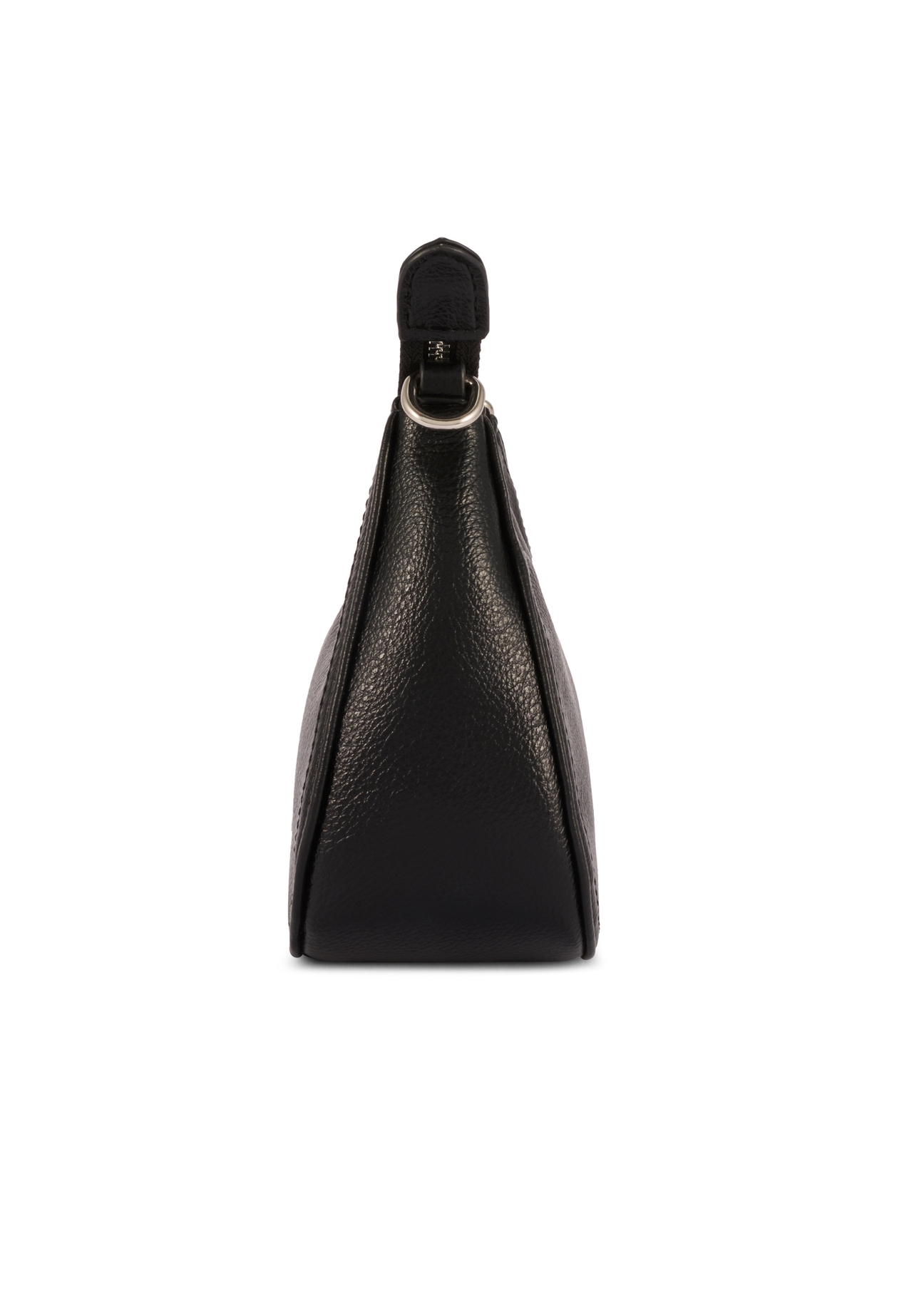 Mała czarna torebka damska TOREC-1134-99(W26), widok produktu z boku na białym tle.