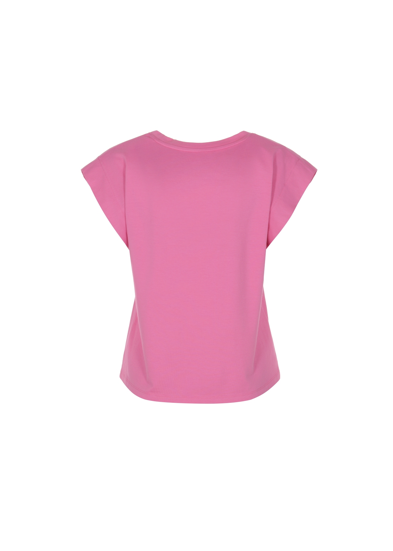 Różowy T-shirt damski  basic TSHDT-0085-31(W22)-03