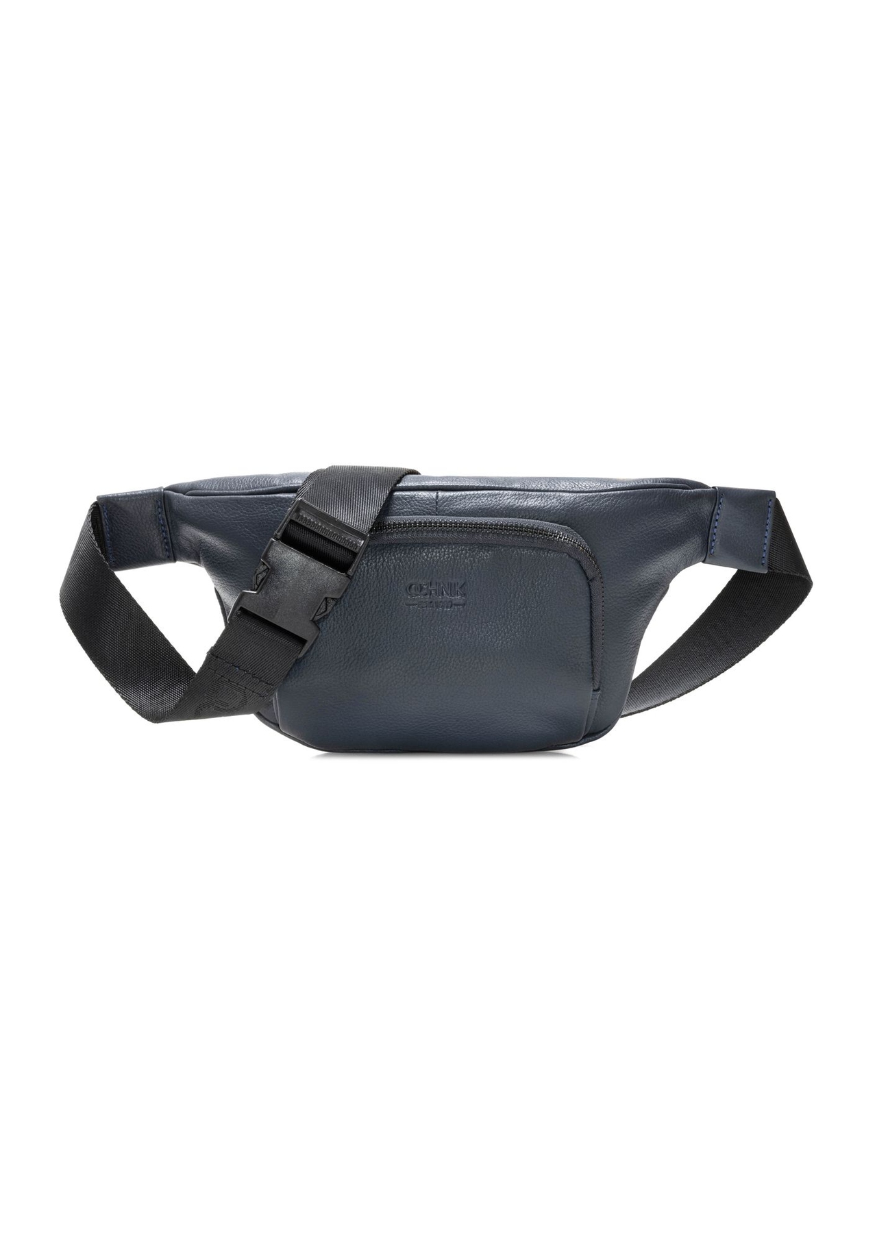Skórzana granatowa nerka męska na suwak TORMS-0280A-69(W24)