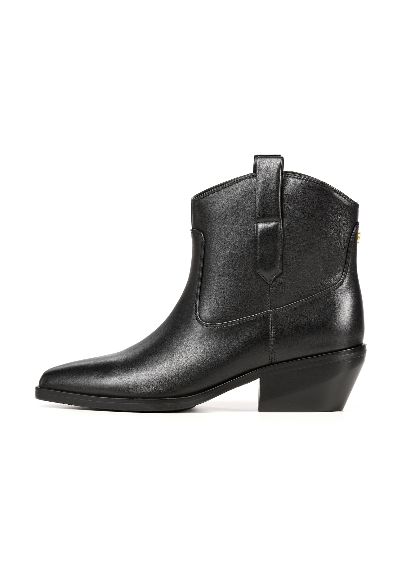 Skórzane botki damskie BUTYD-1209-99(Z25), widok produktu z boku na białym tle.