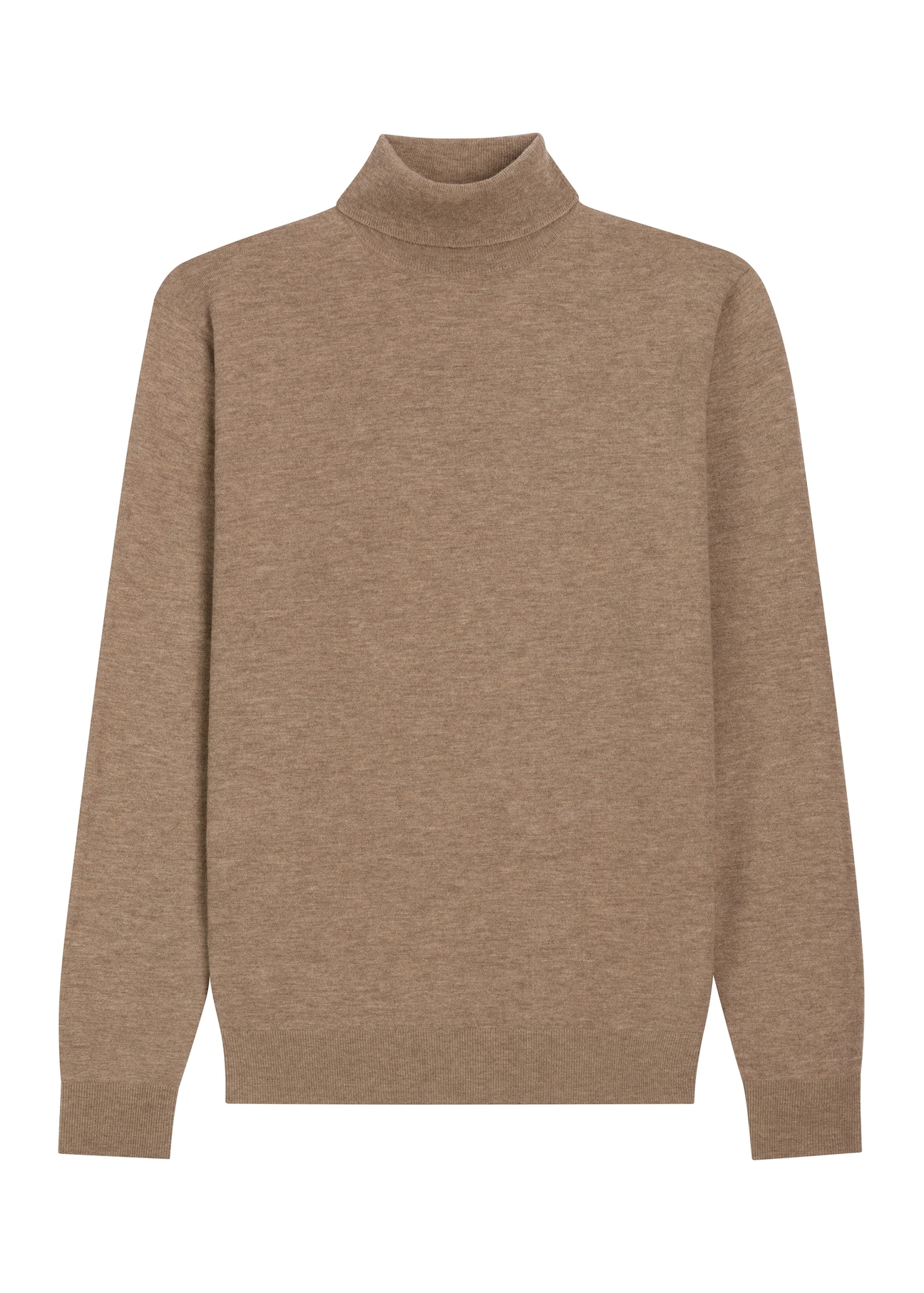 Wełniany golf męski w kolorze camelowym SWEMT-0198-1D(Z26)