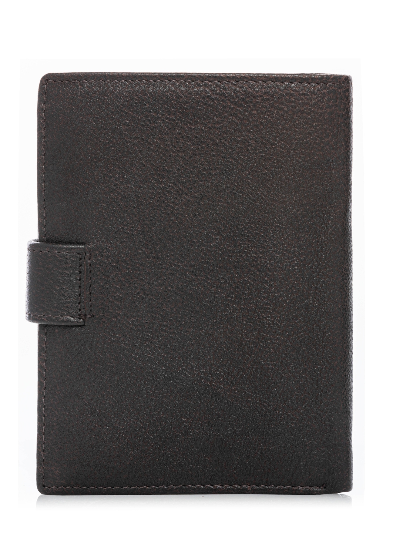 Skórzany brązowy portfel męski PORMS-0686-1I(W26), widok produktu z tyłu na białym tle.