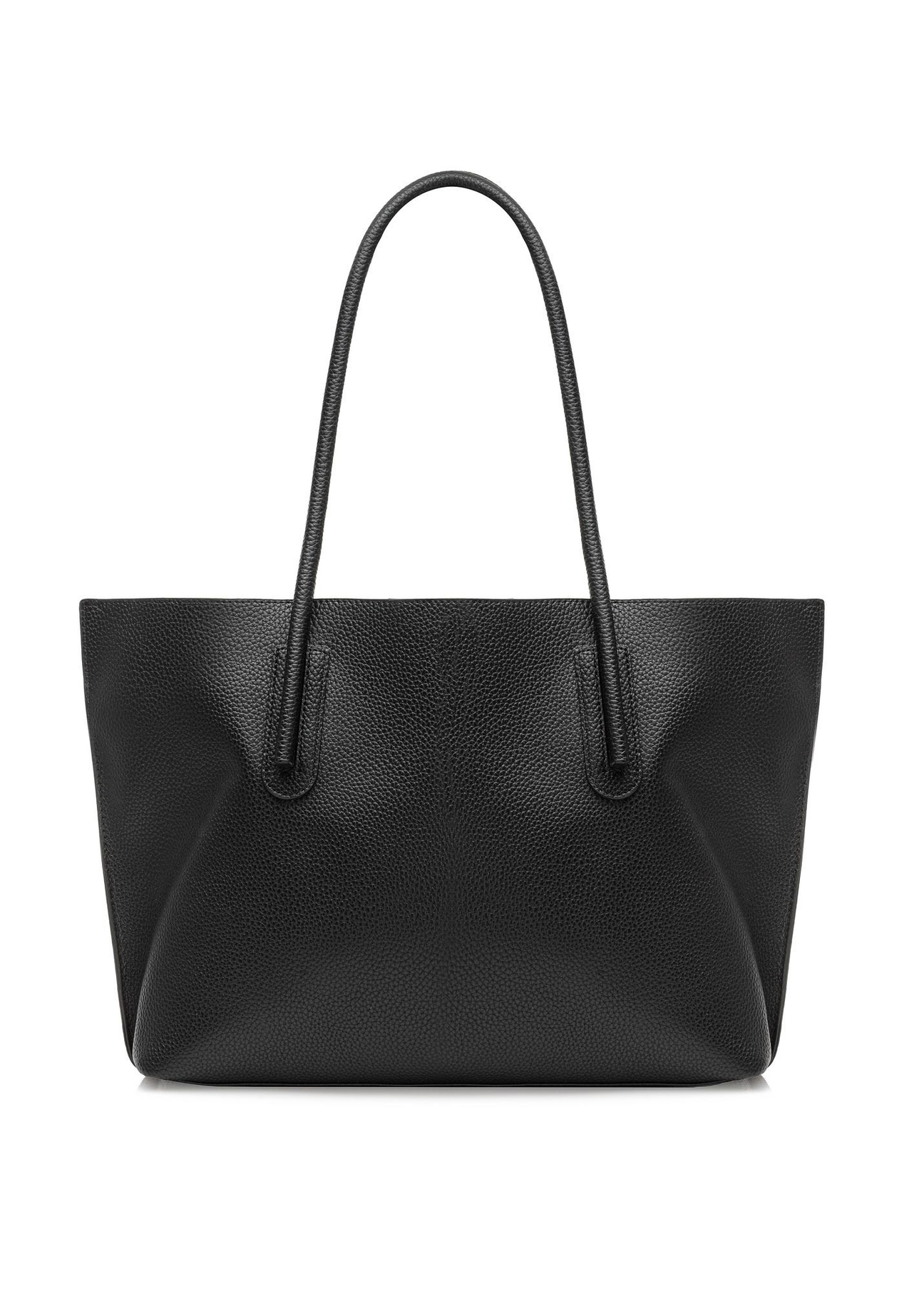 Czarna torebka shopper damska TOREC-0938B-99(Z25), widok produktu tyłem na białym tle.