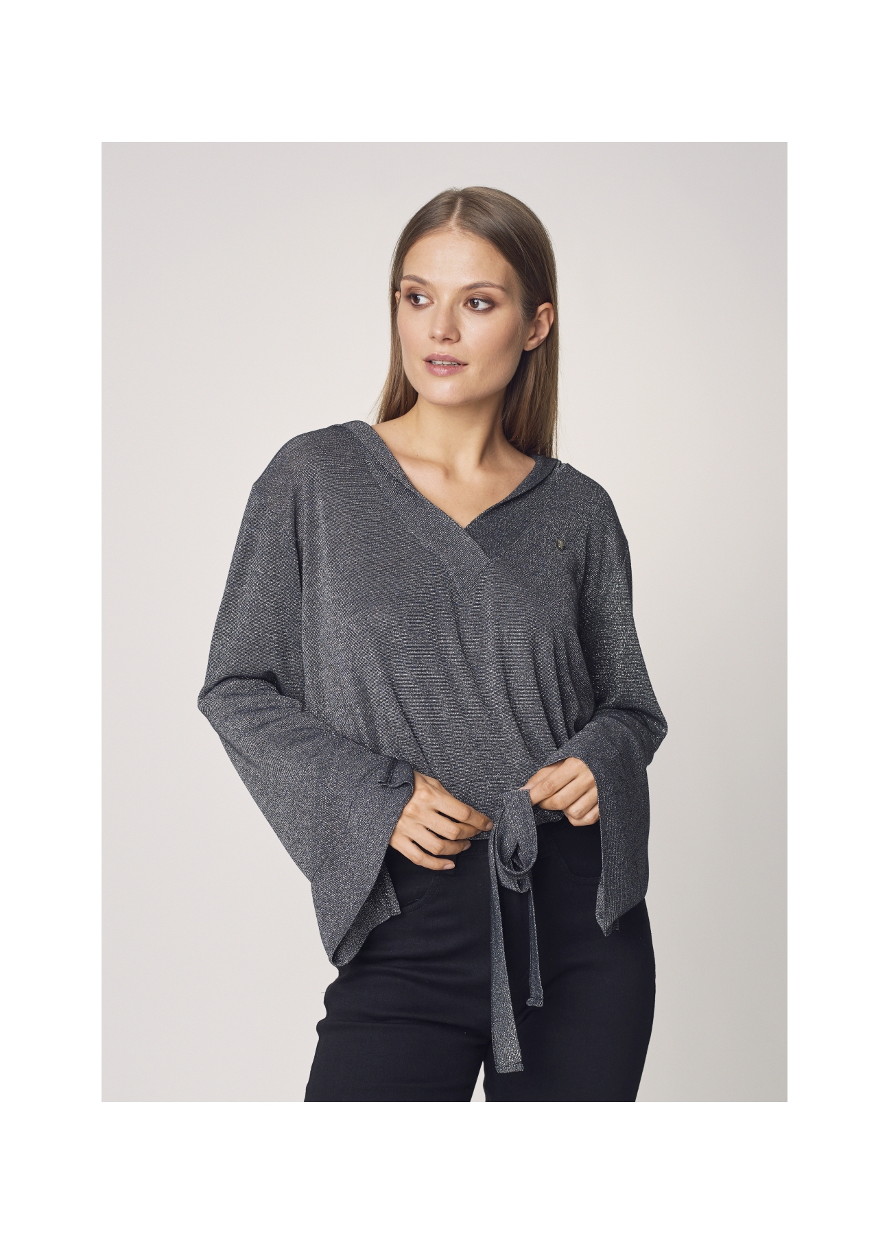 Bluza damska ze ściągaczem na dole BLZDT-0066-99(Z21)-01