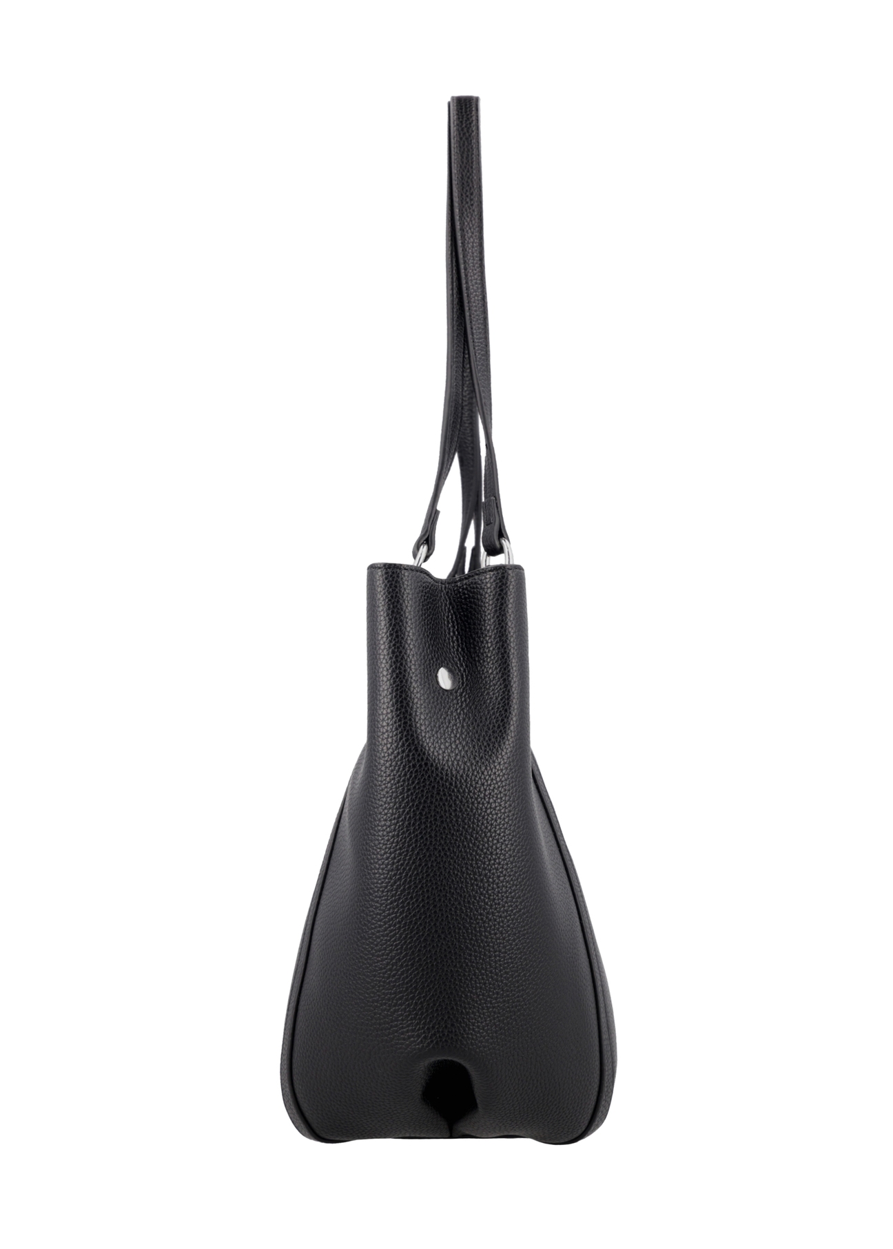 Czarna torebka damska typu shopper TOREC-1296-9I(Z26), widok produktu od boku na białym tle.