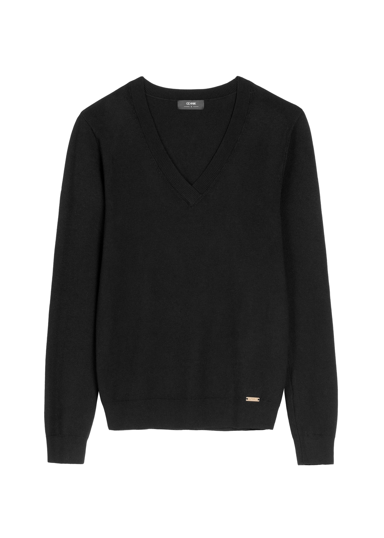 Czarny sweter z dekoltem V-neck SWEDT-0201-99(W26)