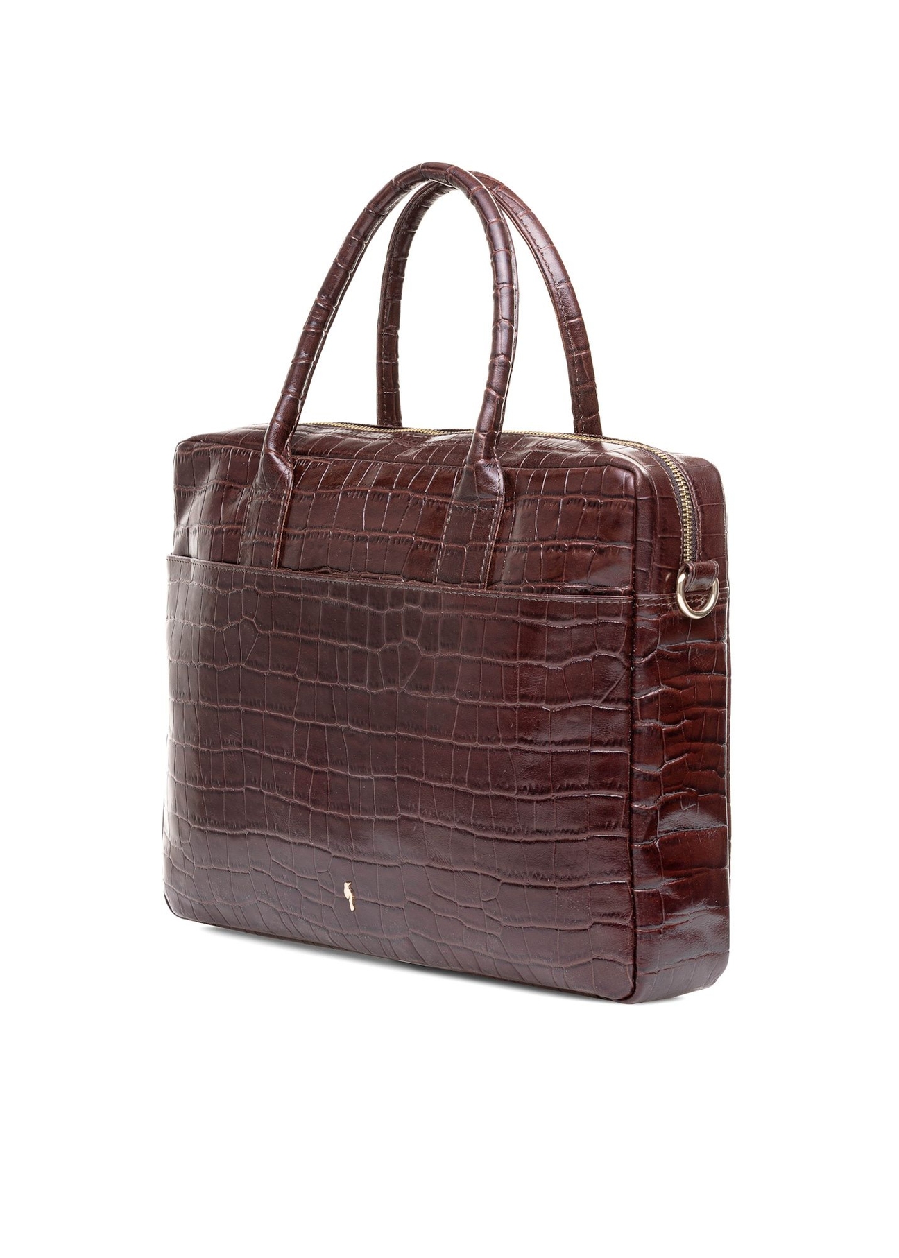 Skórzana elegancka torba damska croco TORES-1128E-89(Z25), widok skosu produktu na białym tle. 