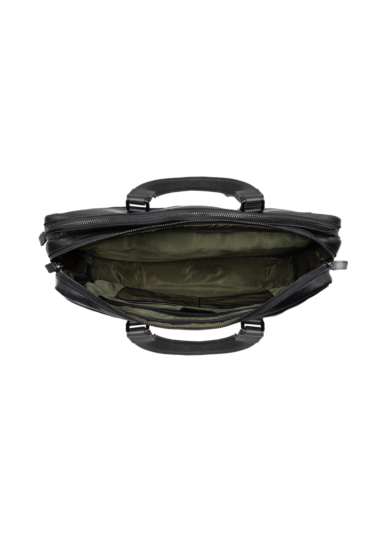 Czarna skórzana teczka męska TORMS-0495-99(W26), widok produktu od góry na białym tle.