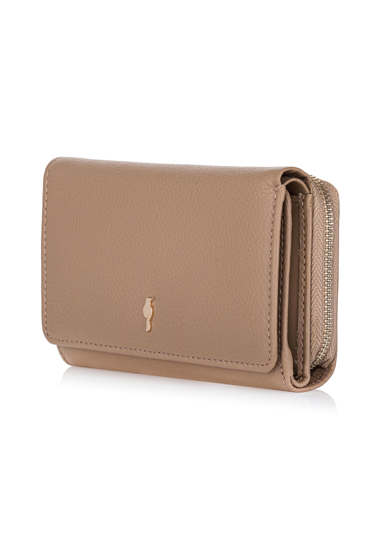 Duży beżowy skórzany portfel damski PORES-0801A-81(W23)-02