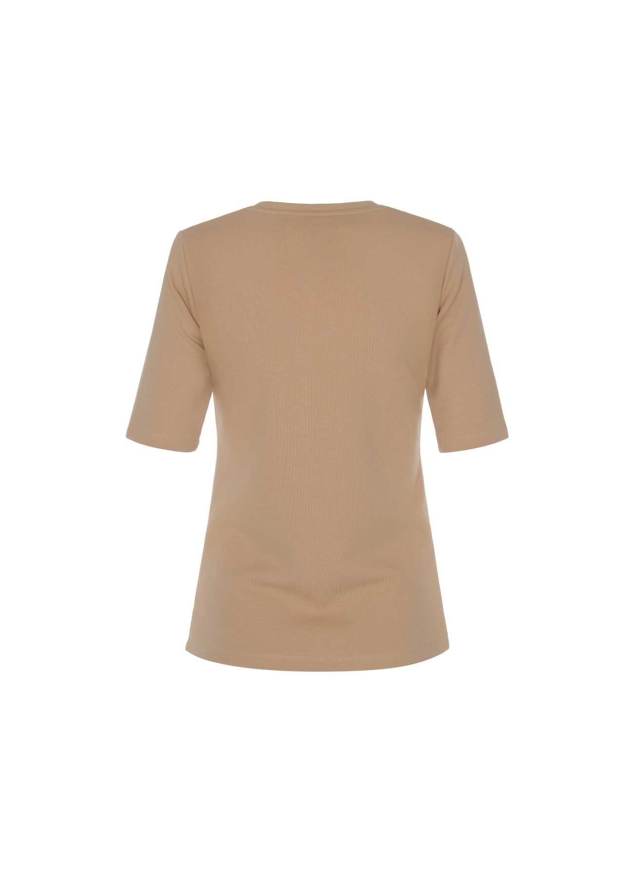 Beżowa bluzka basic damska BLUDT-0147-81(W22)-05