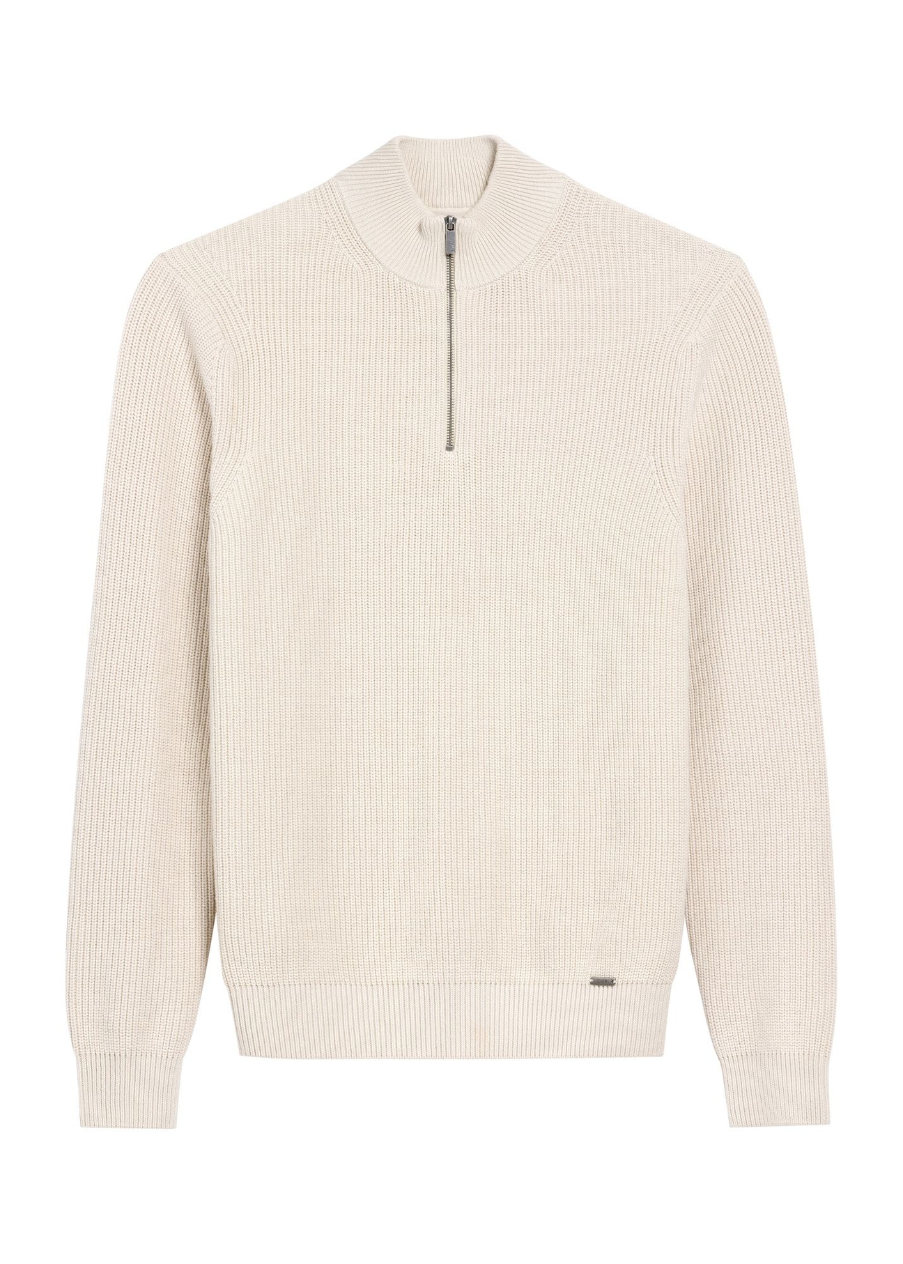 Beżowy sweter męski SWEMT-0175-80(Z25), widok produktu z przodu na białym tle.