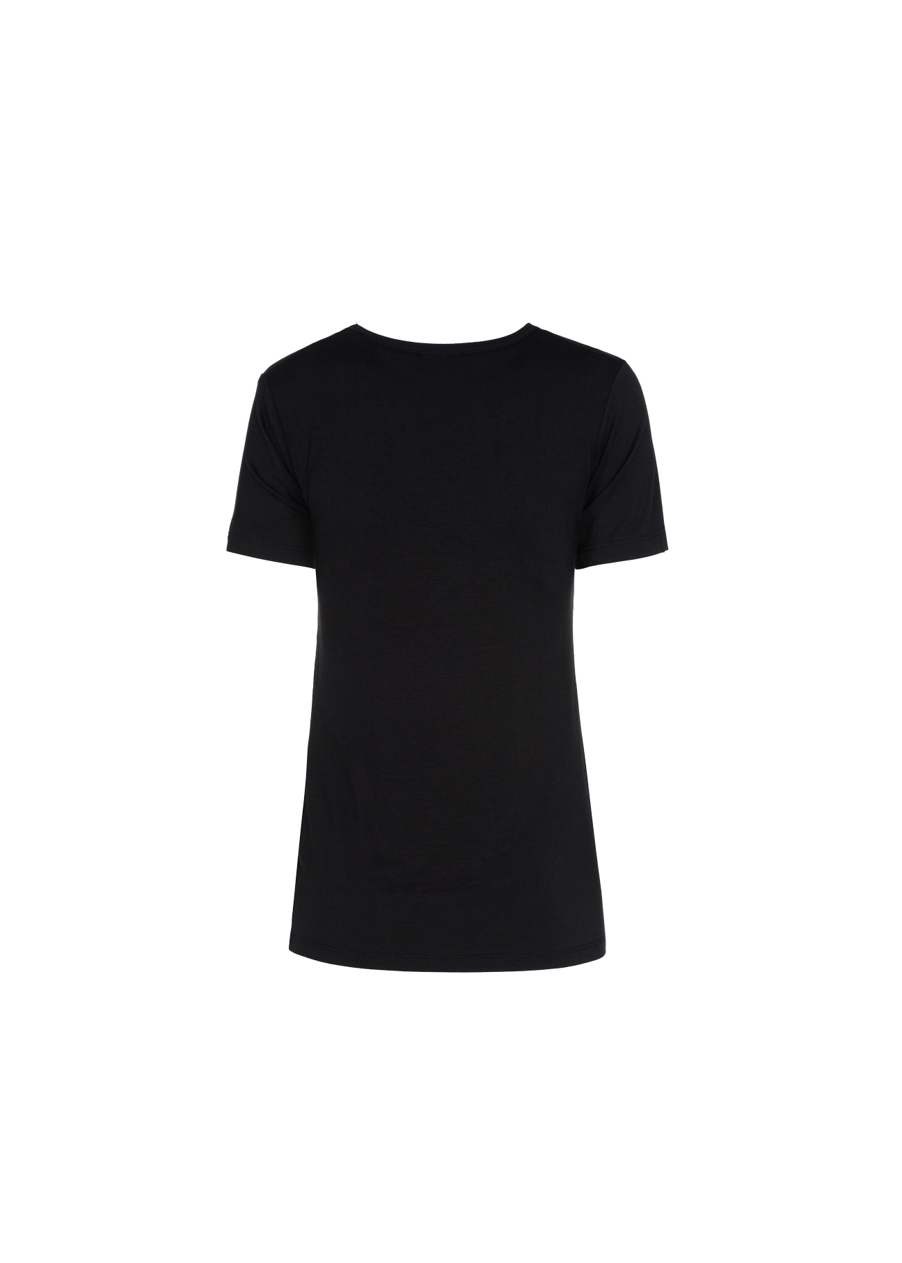 Czarny T-shirt damski z aplikacją TSHDT-0038-99(W19)-02
