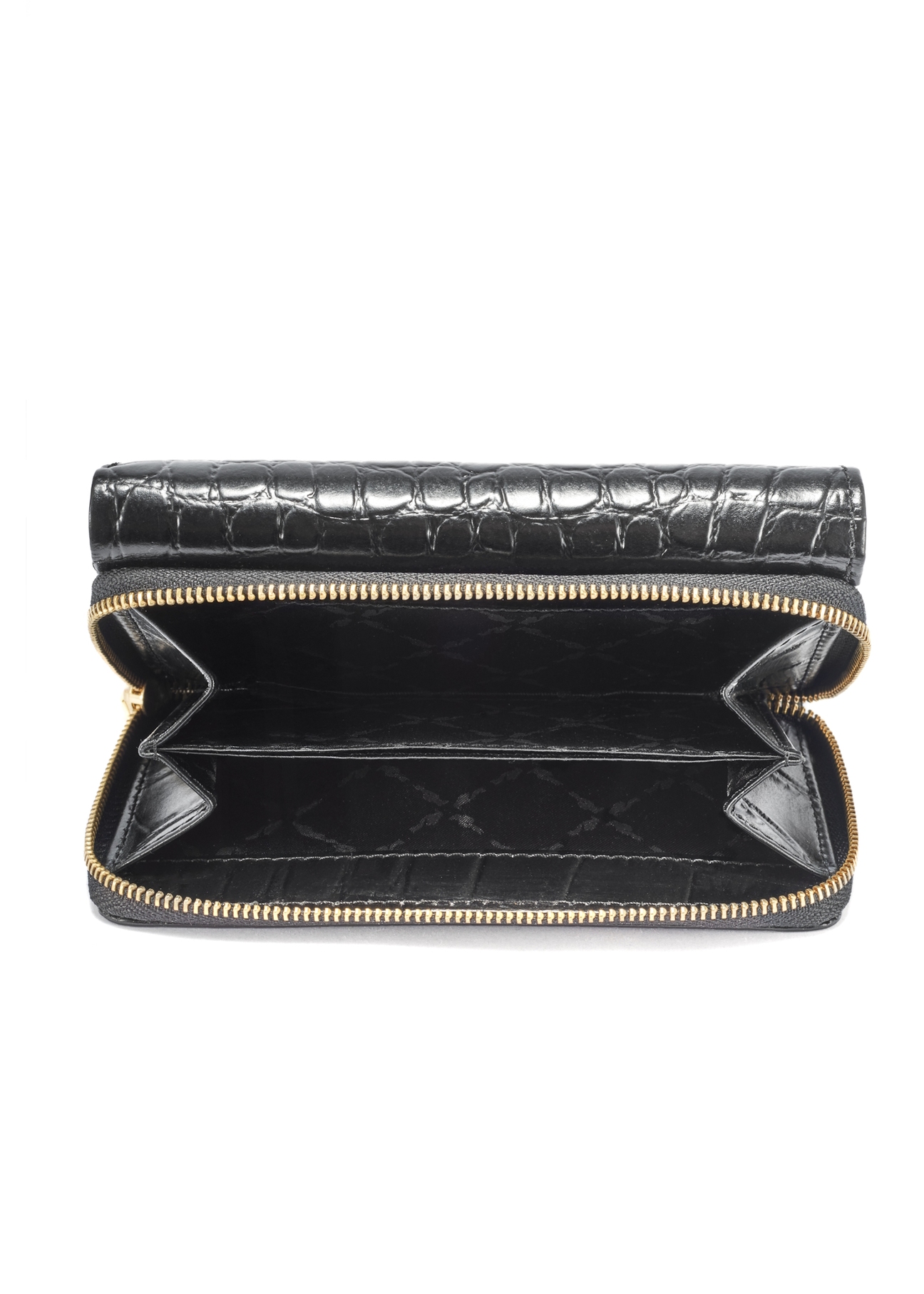 Czarny skórzany portfel damski croco PORES-0956-99(W25)
