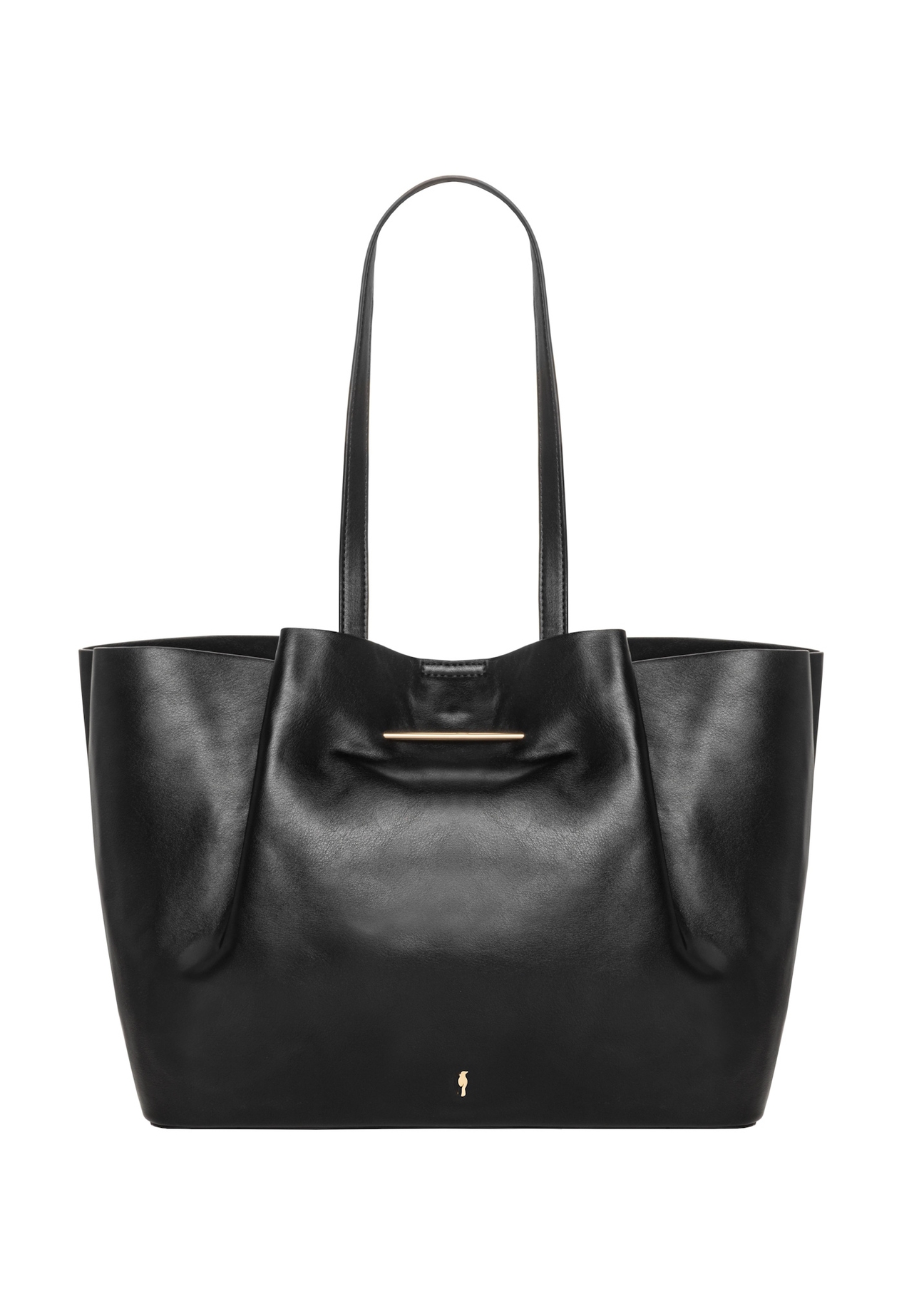 Czarna duża torebka shopper TOREC-1386-99(Z26), widok produktu z przodu na białym tle.