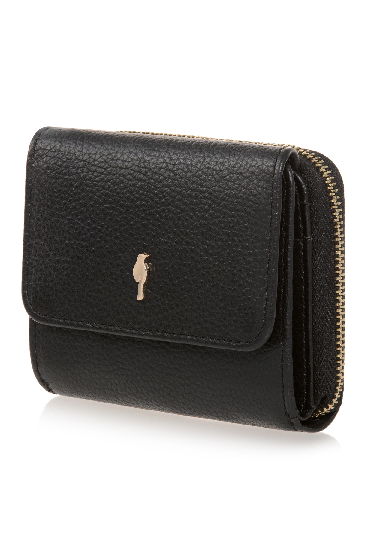 Mały czarny skórzany portfel damski PORES-0802A-99(W23)-02