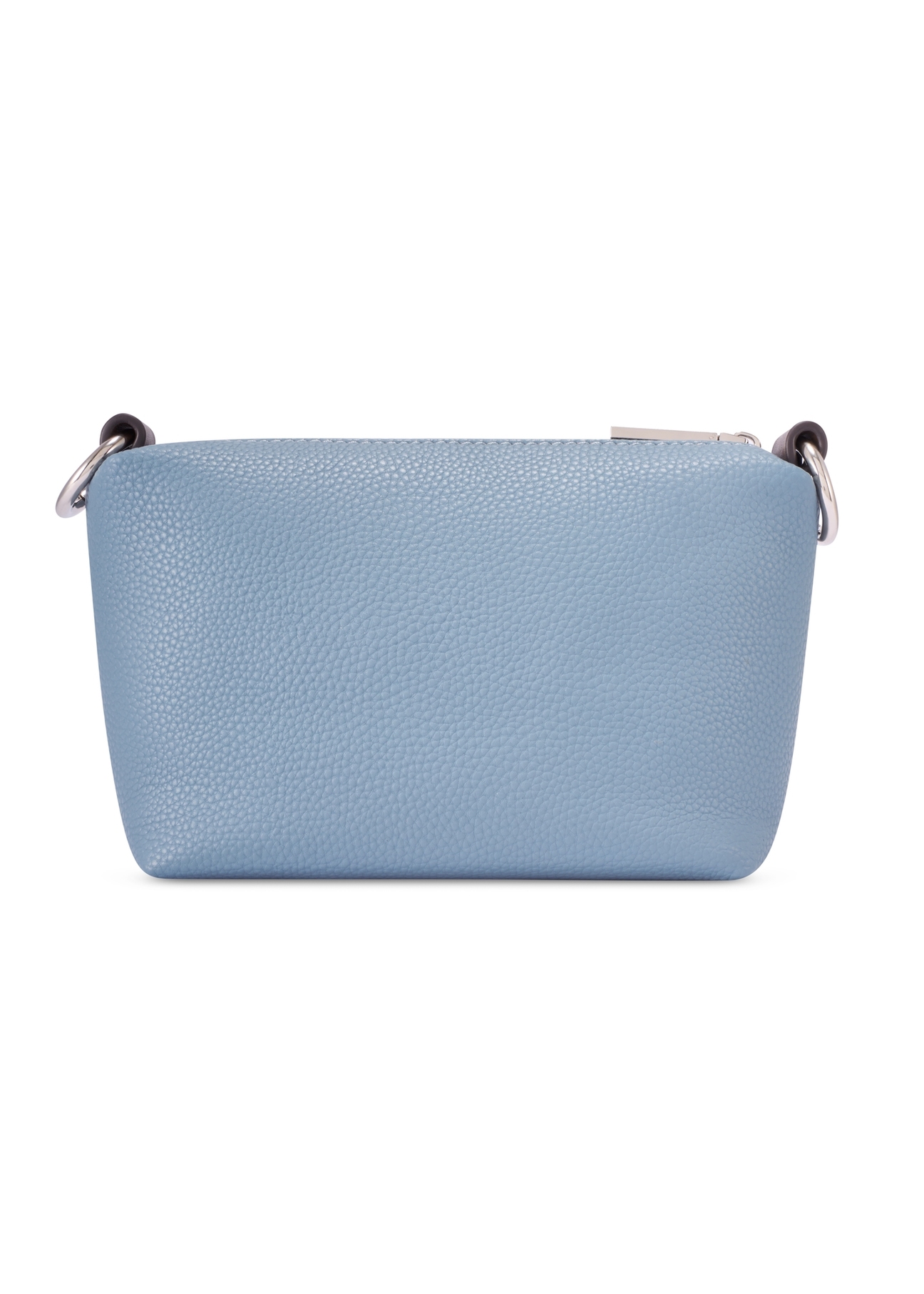 Mała niebieska torebka damska TOREC-0882-7C(W26), widok produktu z tyłu na białym tle.