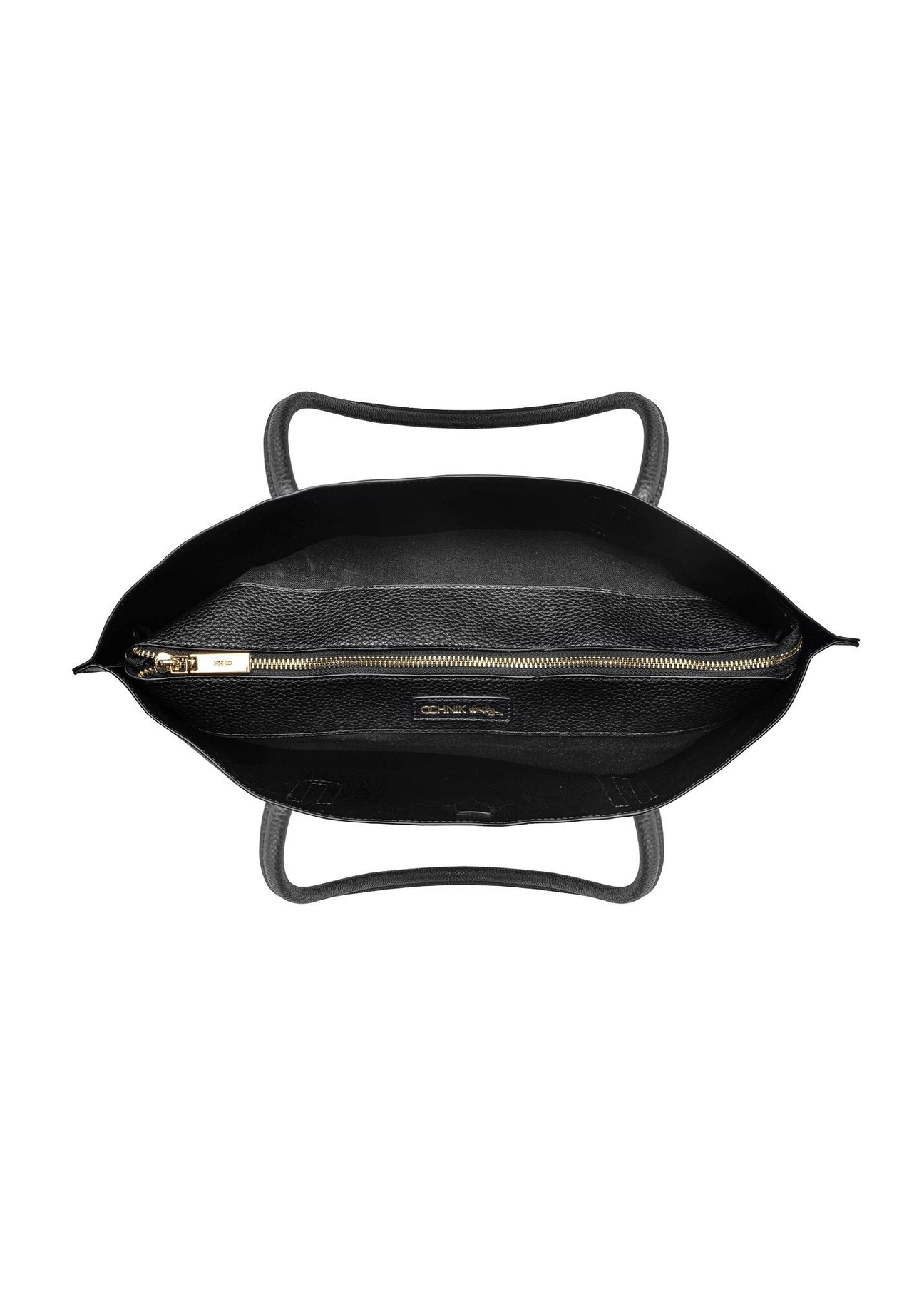 Czarna torebka shopper damska TOREC-0938B-99(Z25), widok produktu w środku na białym tle.