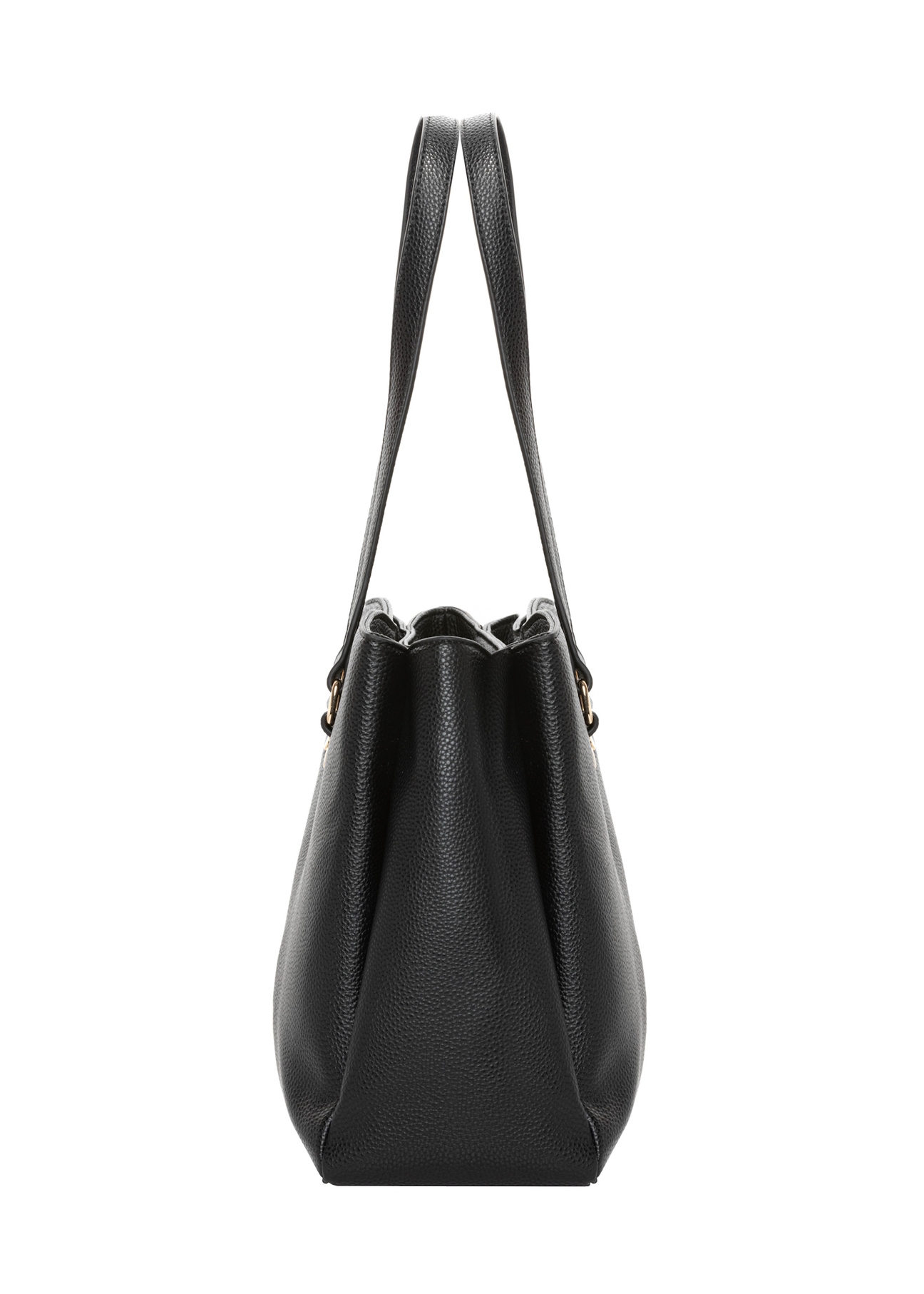 Czarna torebka shopper damska TOREC-1260-9I(Z26), widok produktu z boku na białym tle.