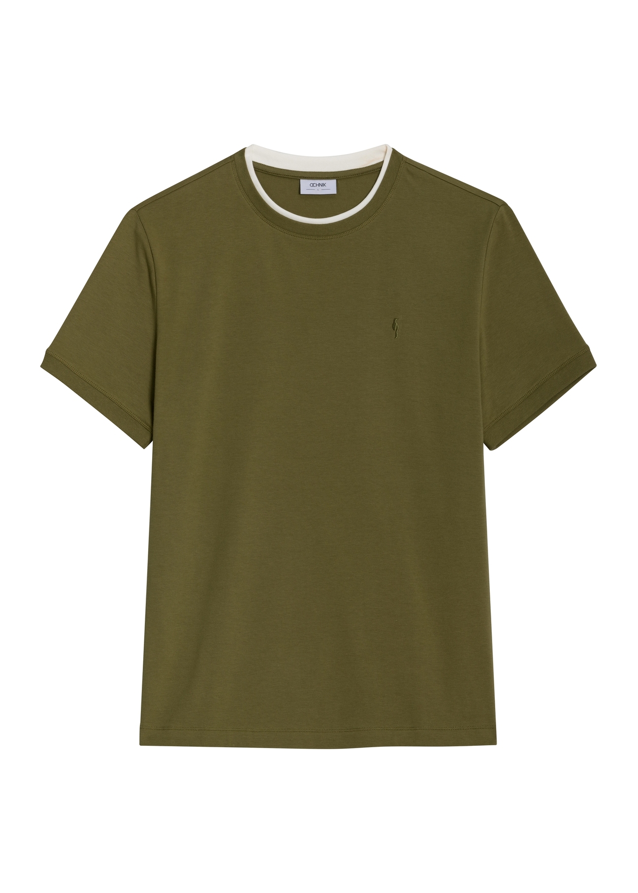 Jasnozielony bawełniany gładki T-shirt męski TSHMT-0155-8A(Z26) - widok produktu z przodu, na białym tle. 