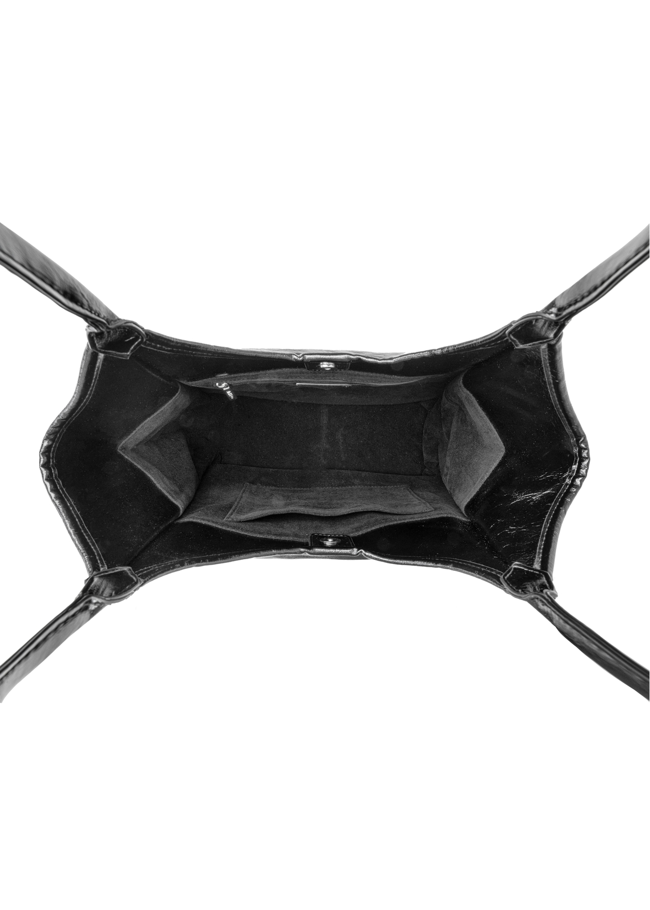 Czarna torebka damska shopper TOREC-1122-9F(W26), widok produktu w środku na białym tle.