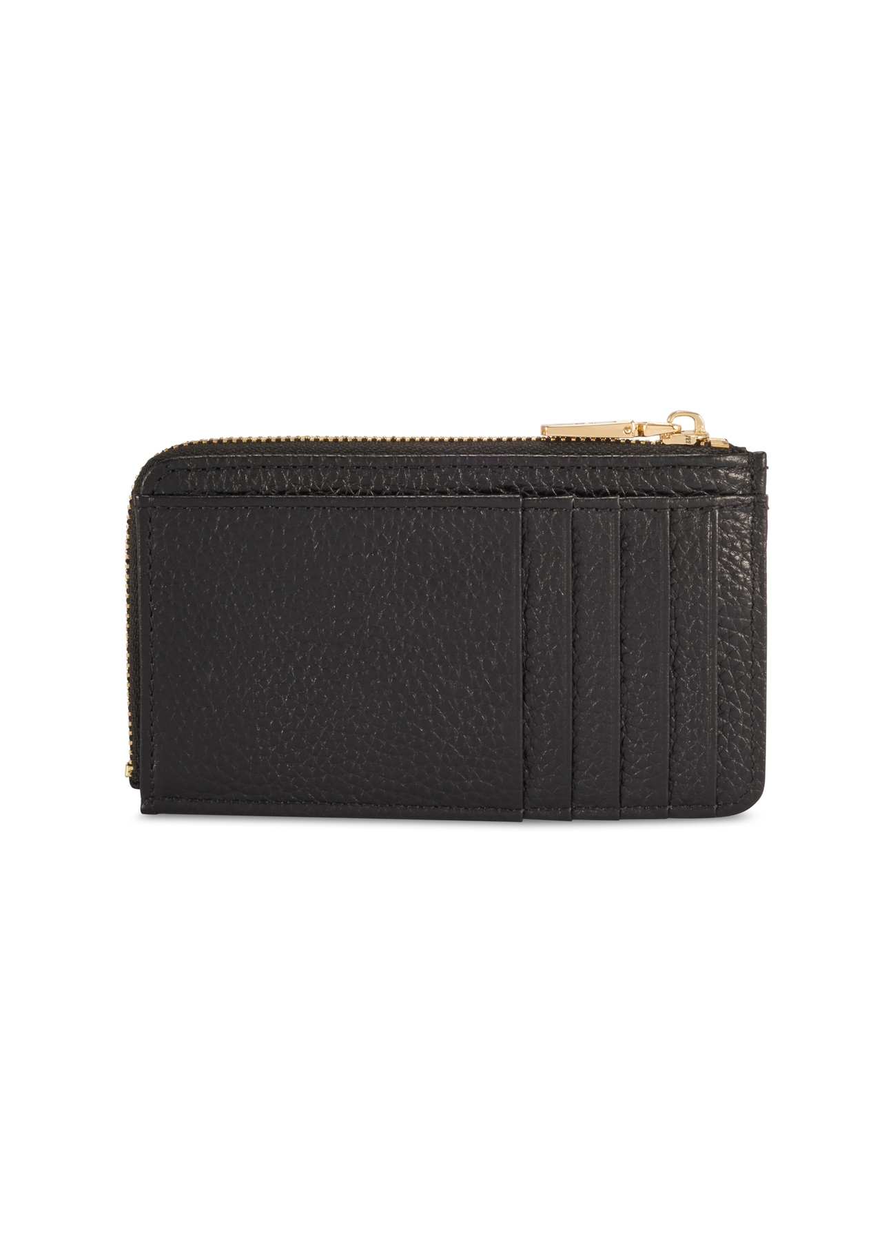 Czarny mały skórzany portfel damski PORES-0978R-9I(W26), widok produktu z tyłu na białym tle.