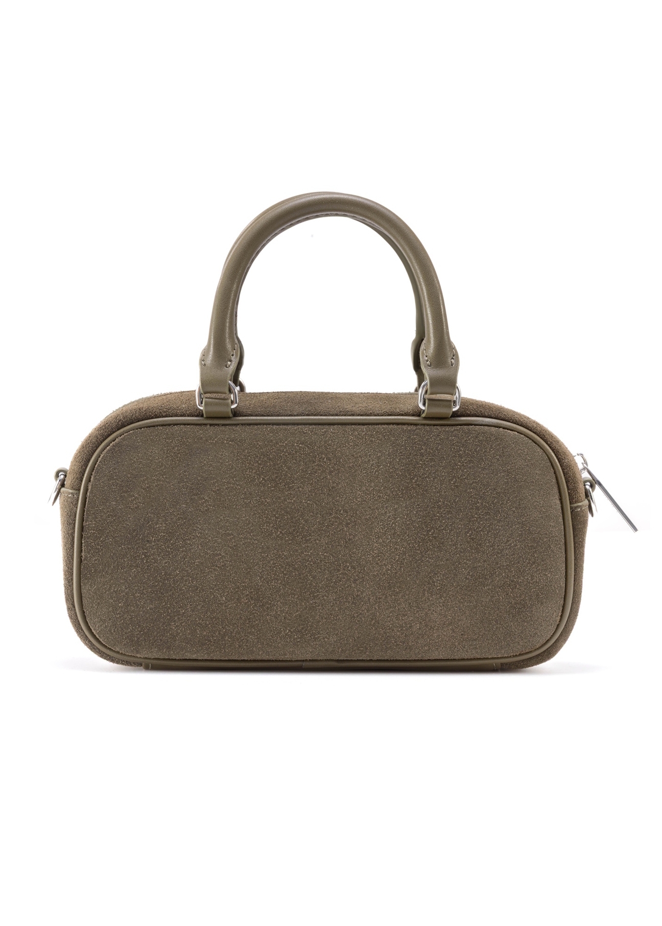 Torebka damska khaki na ramię TORES-1193-55 (Z25), widok produktu z tyłu na białym tle.