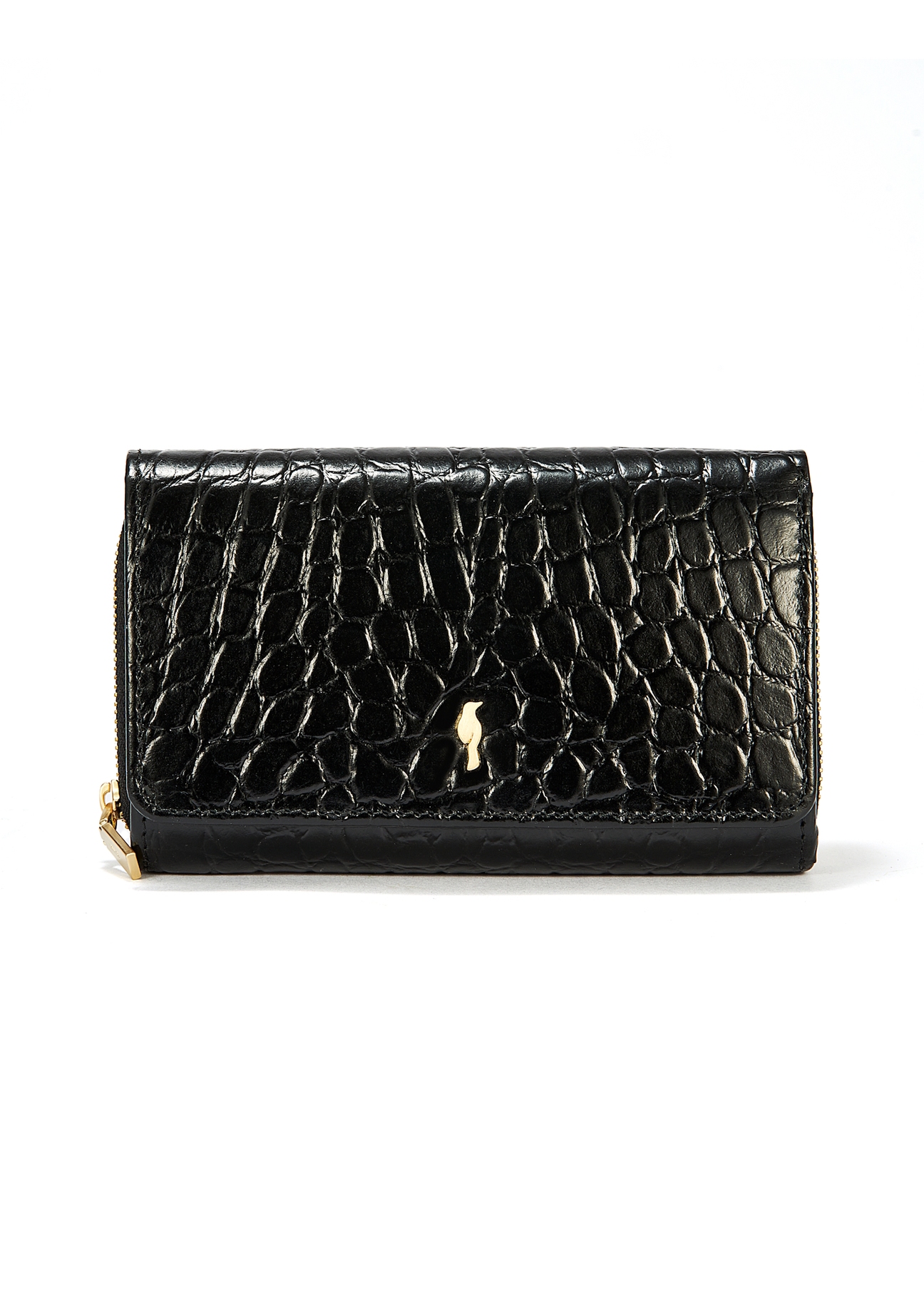 Czarny skórzany portfel damski croco PORES-0956-99(W25)